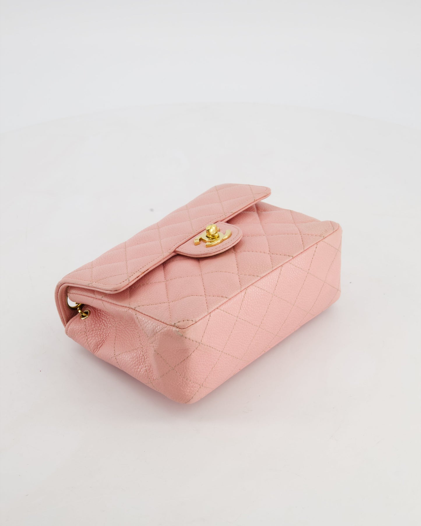 Chanel Pink Mini Square Bag in Caviar Leather with 24K Gold Hardware