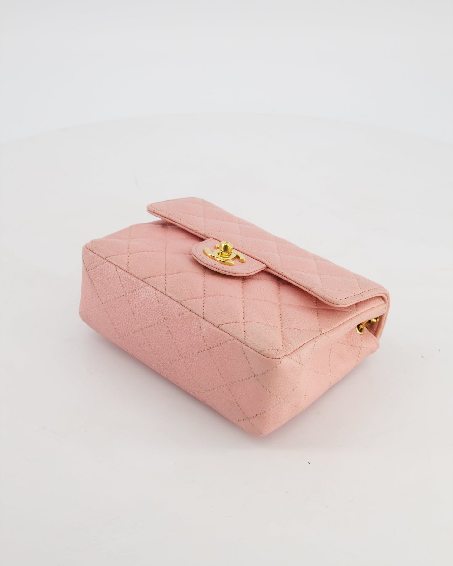 Chanel Pink Mini Square Bag in Caviar Leather with 24K Gold Hardware