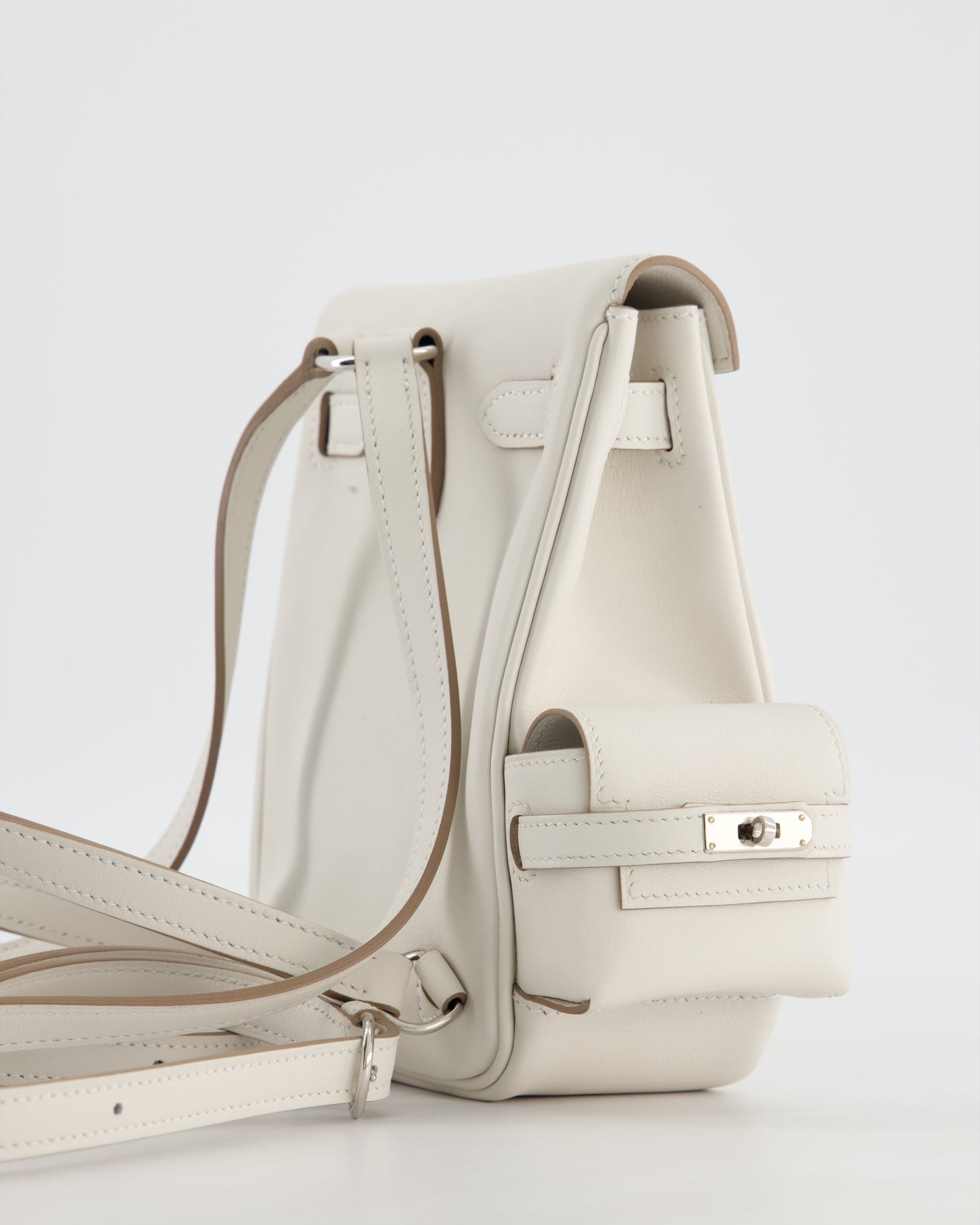 *RARE* Hermès Kelly Jump Backpack Bag in Gris Pale Swift Leather with Palladium Hardware