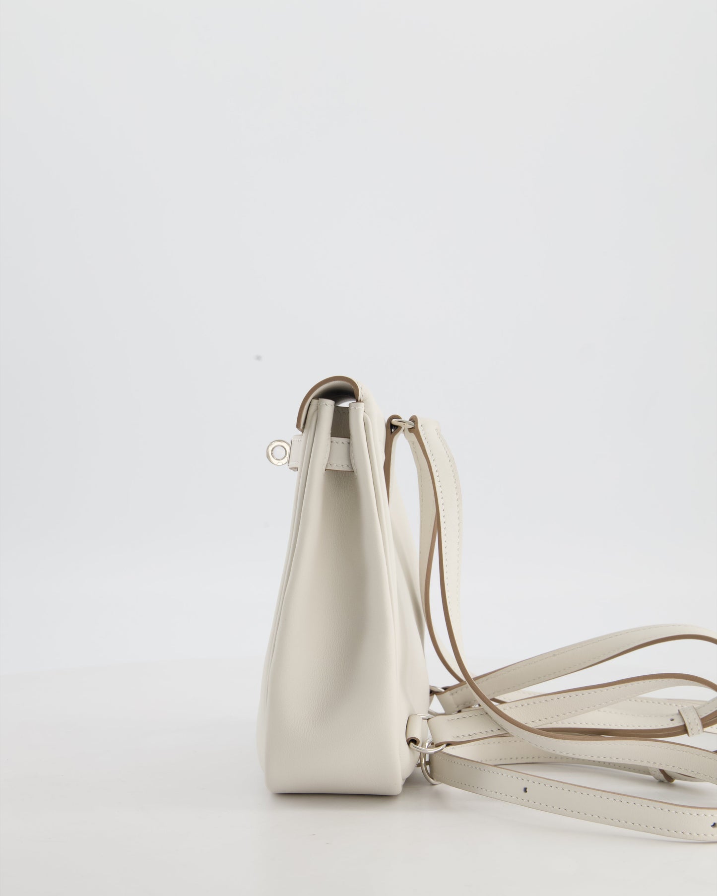 *RARE* Hermès Kelly Jump Backpack Bag in Gris Pale Swift Leather with Palladium Hardware