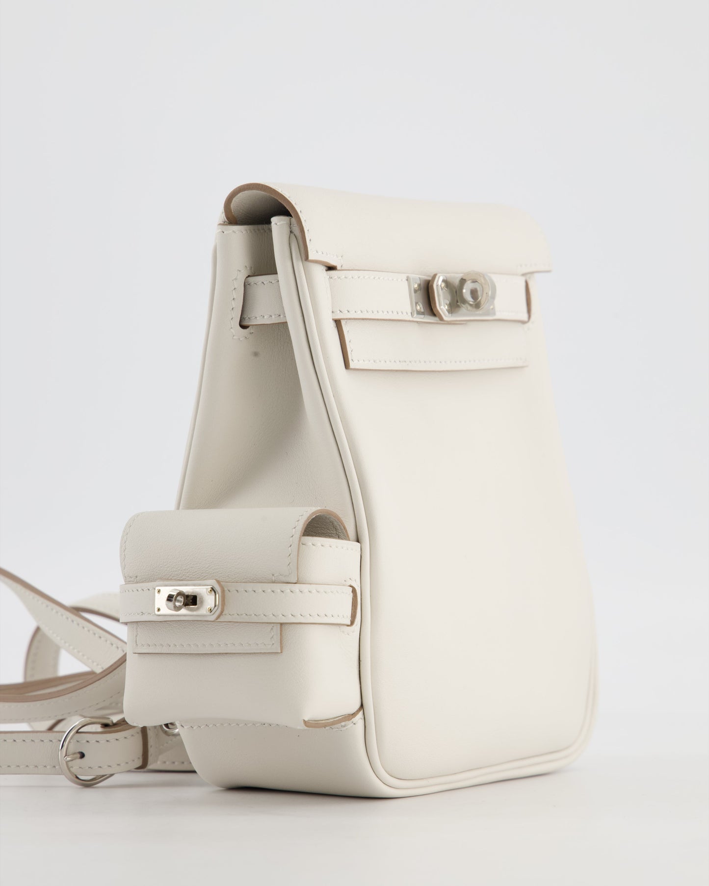 *RARE* Hermès Kelly Jump Backpack Bag in Gris Pale Swift Leather with Palladium Hardware