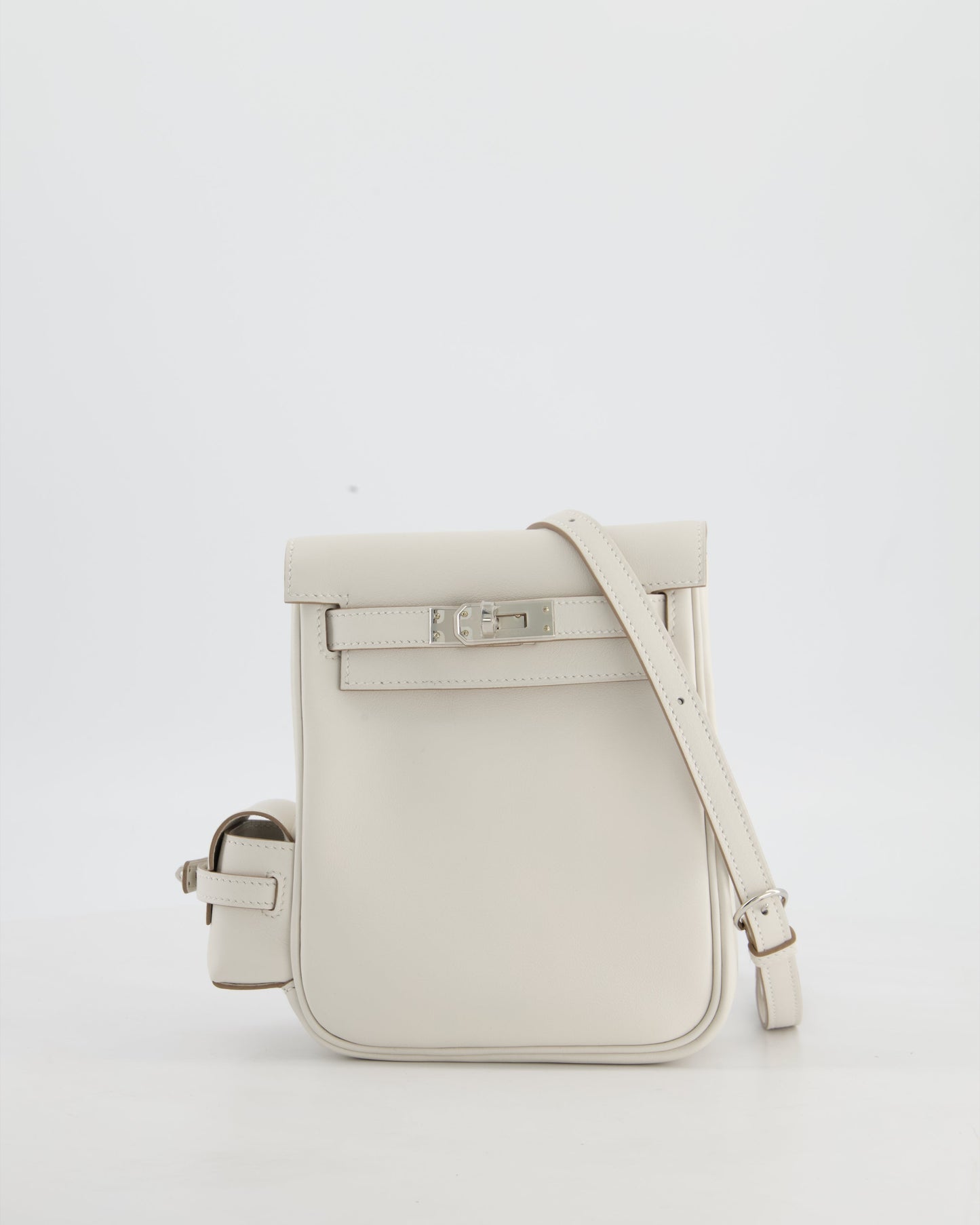 *RARE* Hermès Kelly Jump Backpack Bag in Gris Pale Swift Leather with Palladium Hardware