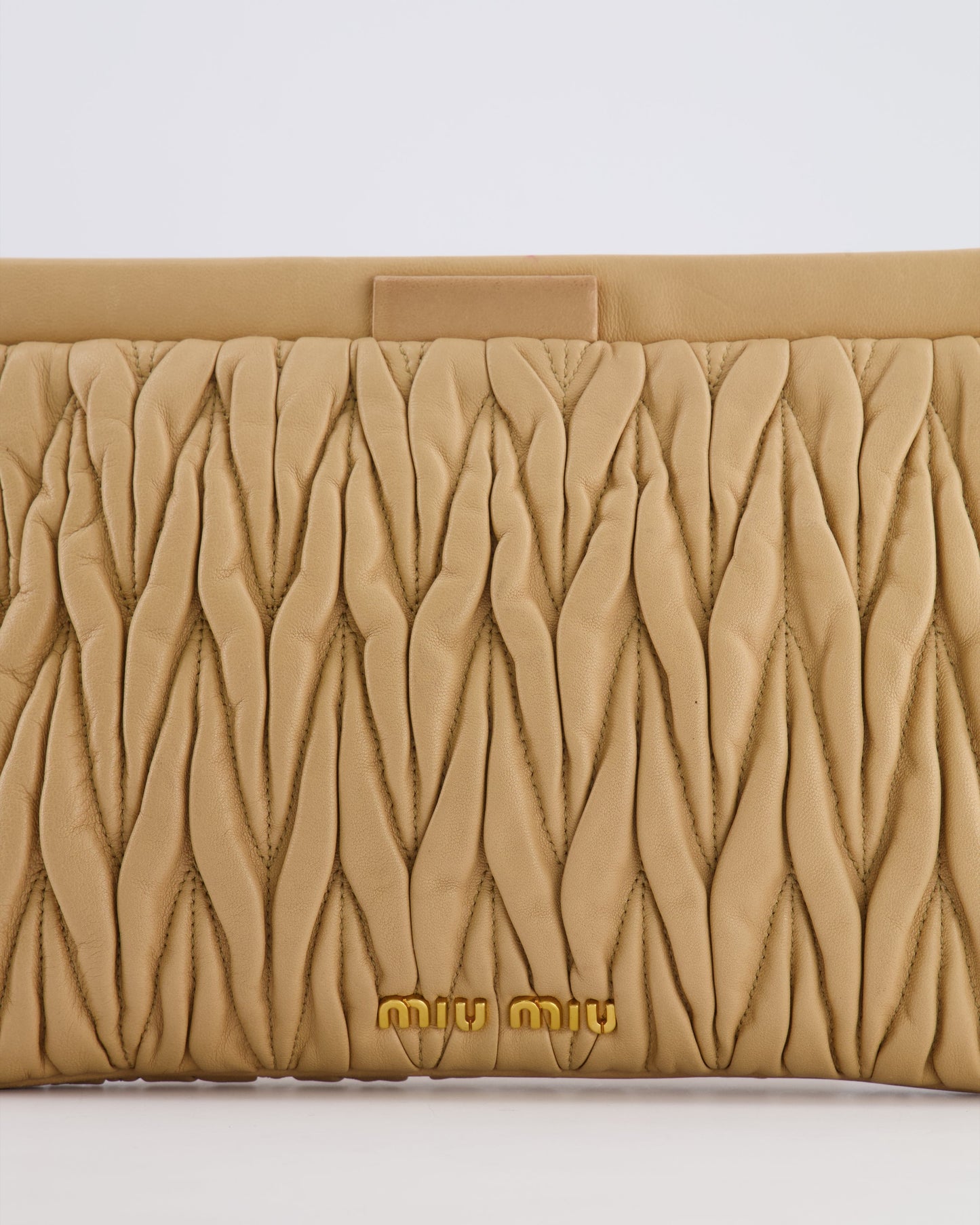 Miu Miu Beige Matelasse Leather Pouch Bag with Gold Hardware RRP £1,000