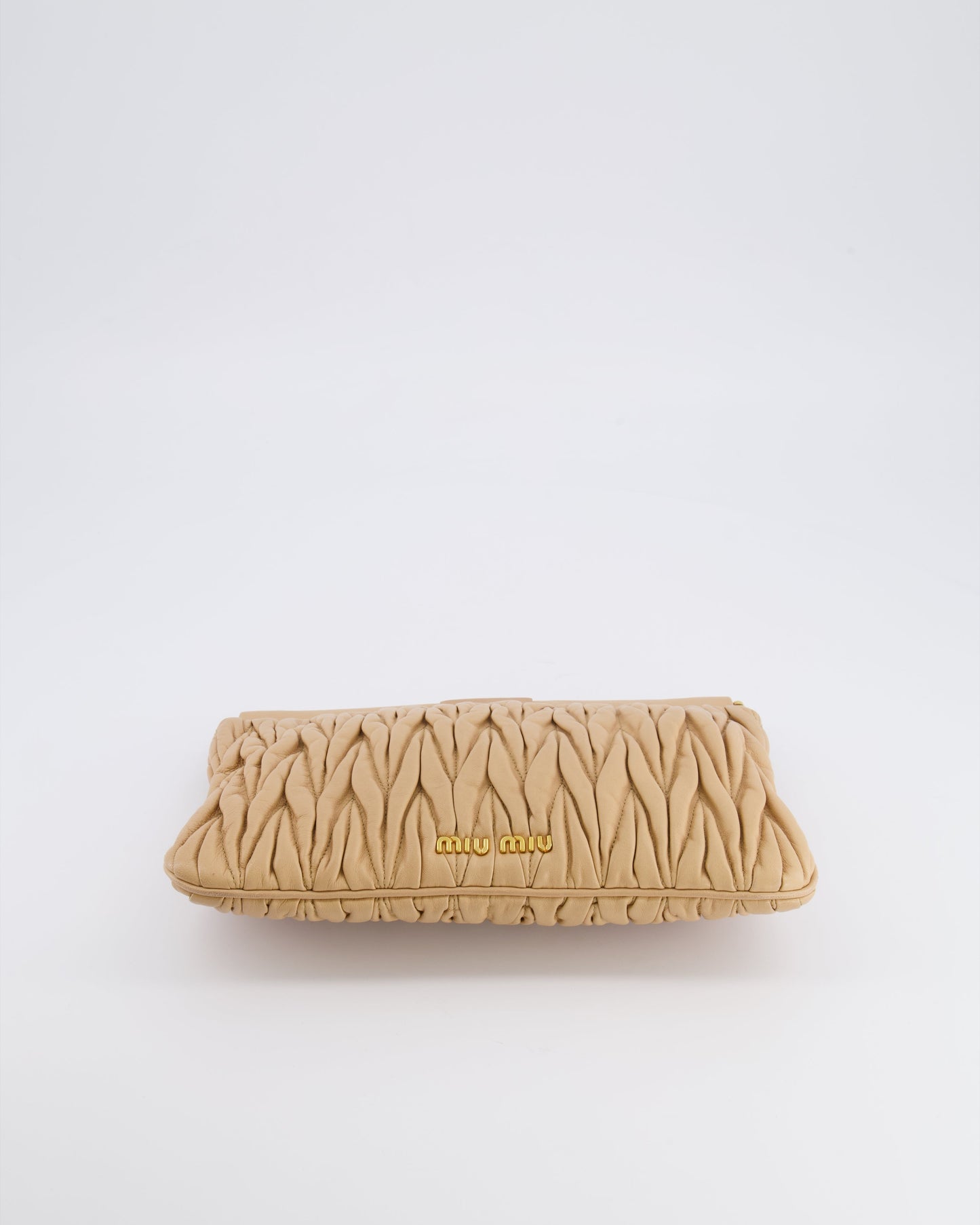 Miu Miu Beige Matelasse Leather Pouch Bag with Gold Hardware RRP £1,000