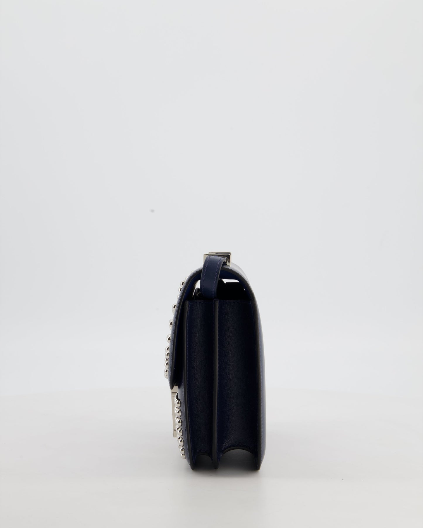 *LIMITED EDITION* Hermès Mini Constance Clouté III Miroir 18 Bag in Bleu Abysse Calfskin Box Leather with Palladium Hardware