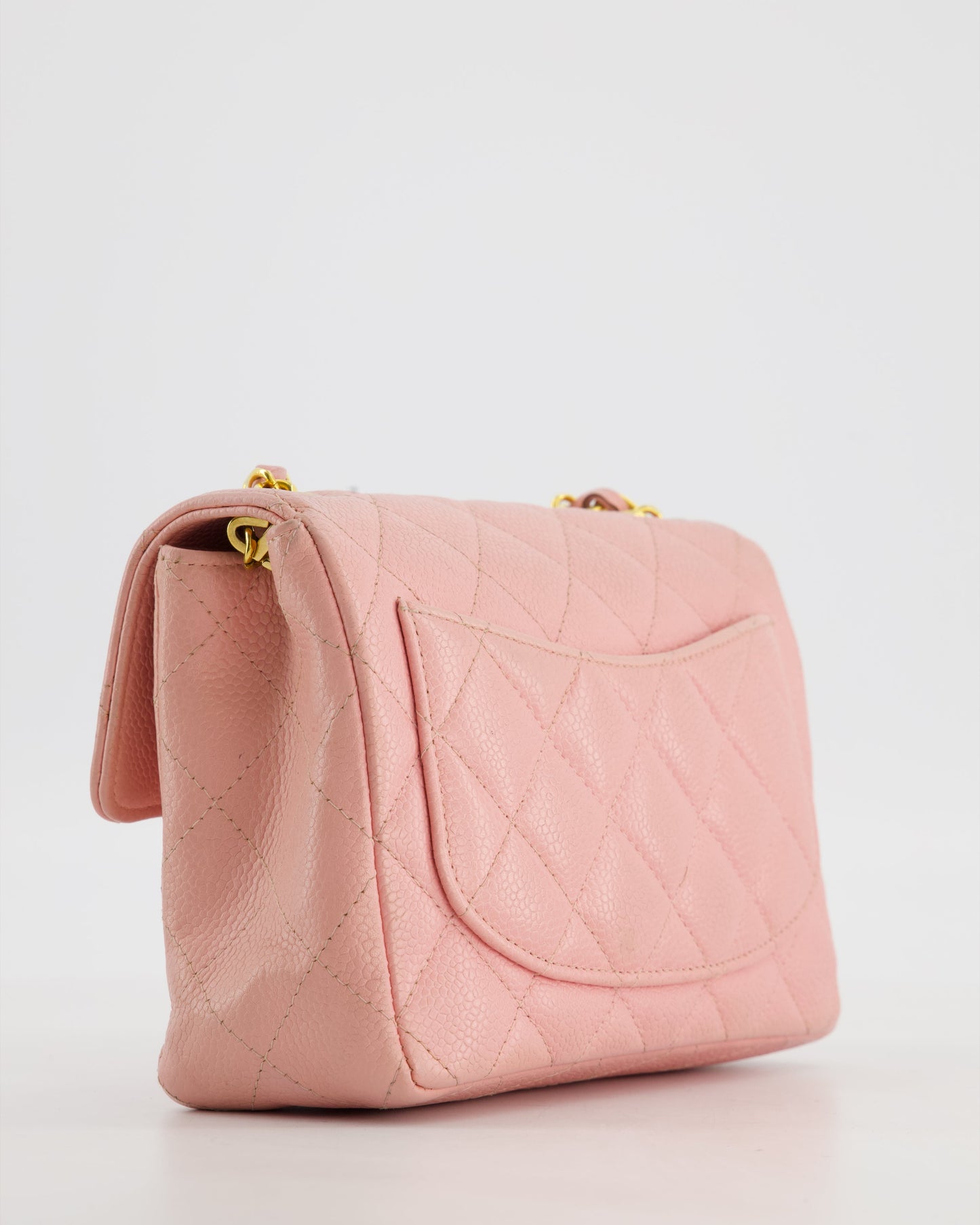 Chanel Pink Mini Square Bag in Caviar Leather with 24K Gold Hardware