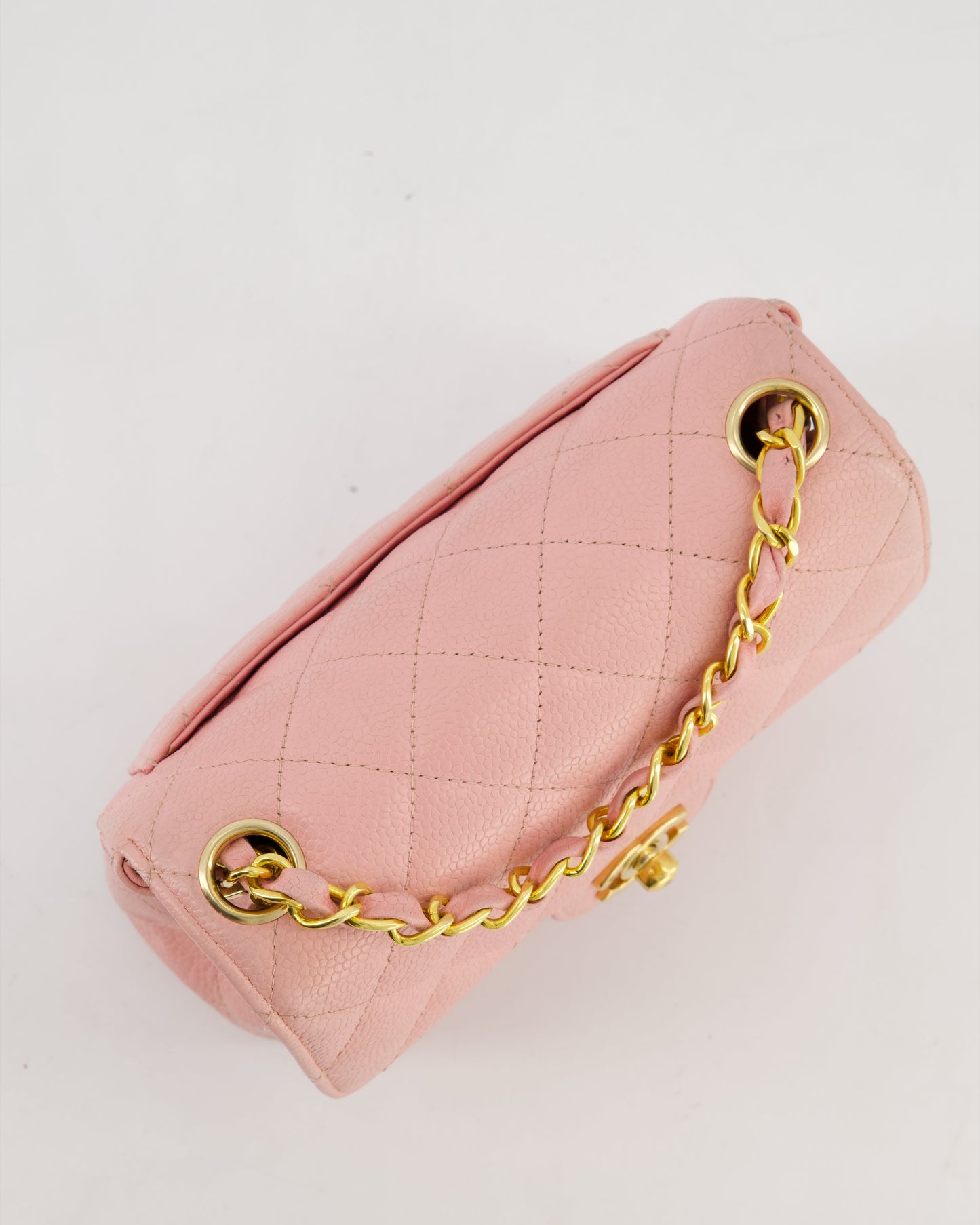 Chanel Pink Mini Square Bag in Caviar Leather with 24K Gold Hardware