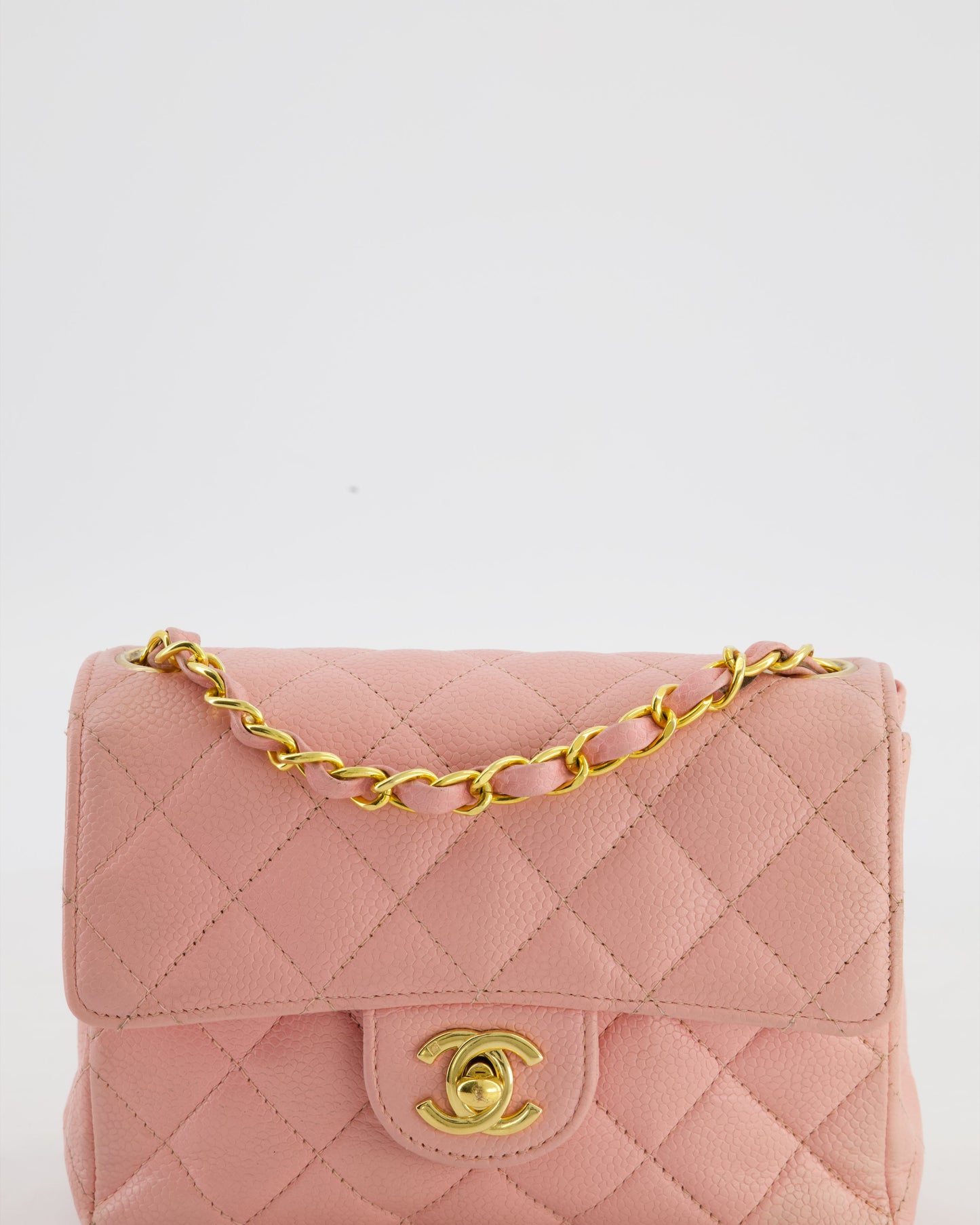 Chanel Pink Mini Square Bag in Caviar Leather with 24K Gold Hardware