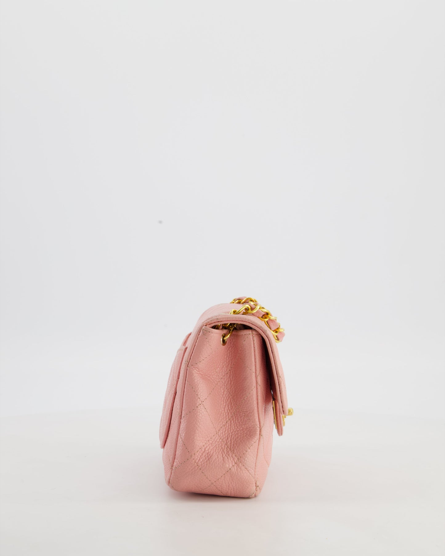 Chanel Pink Mini Square Bag in Caviar Leather with 24K Gold Hardware