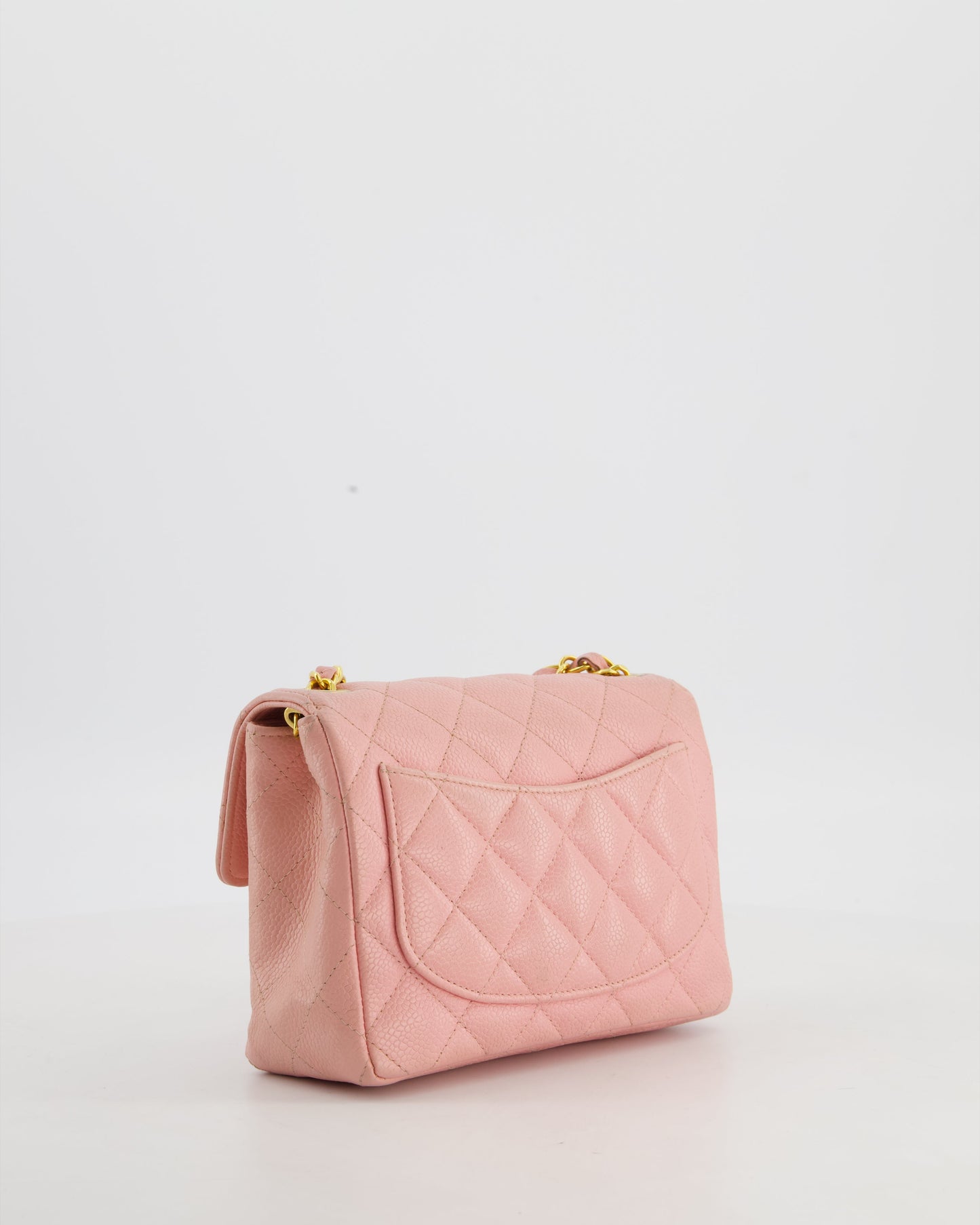 Chanel Pink Mini Square Bag in Caviar Leather with 24K Gold Hardware