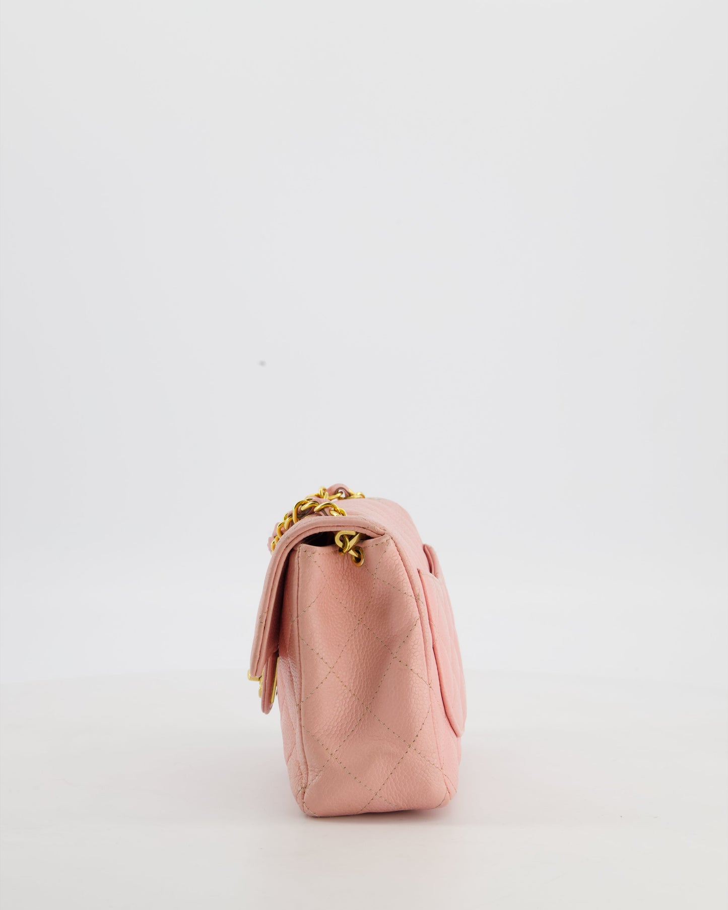 Chanel Pink Mini Square Bag in Caviar Leather with 24K Gold Hardware