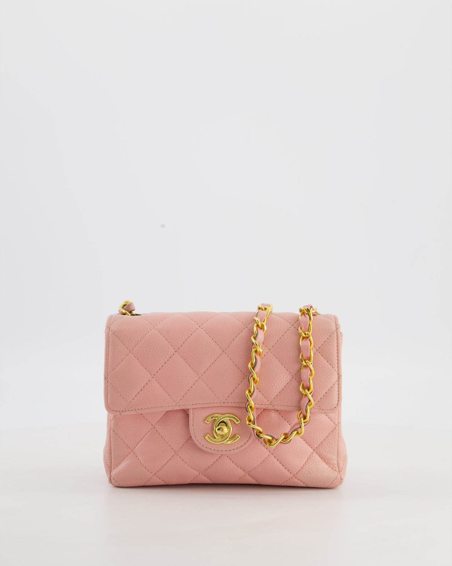 Chanel Pink Mini Square Bag in Caviar Leather with 24K Gold Hardware