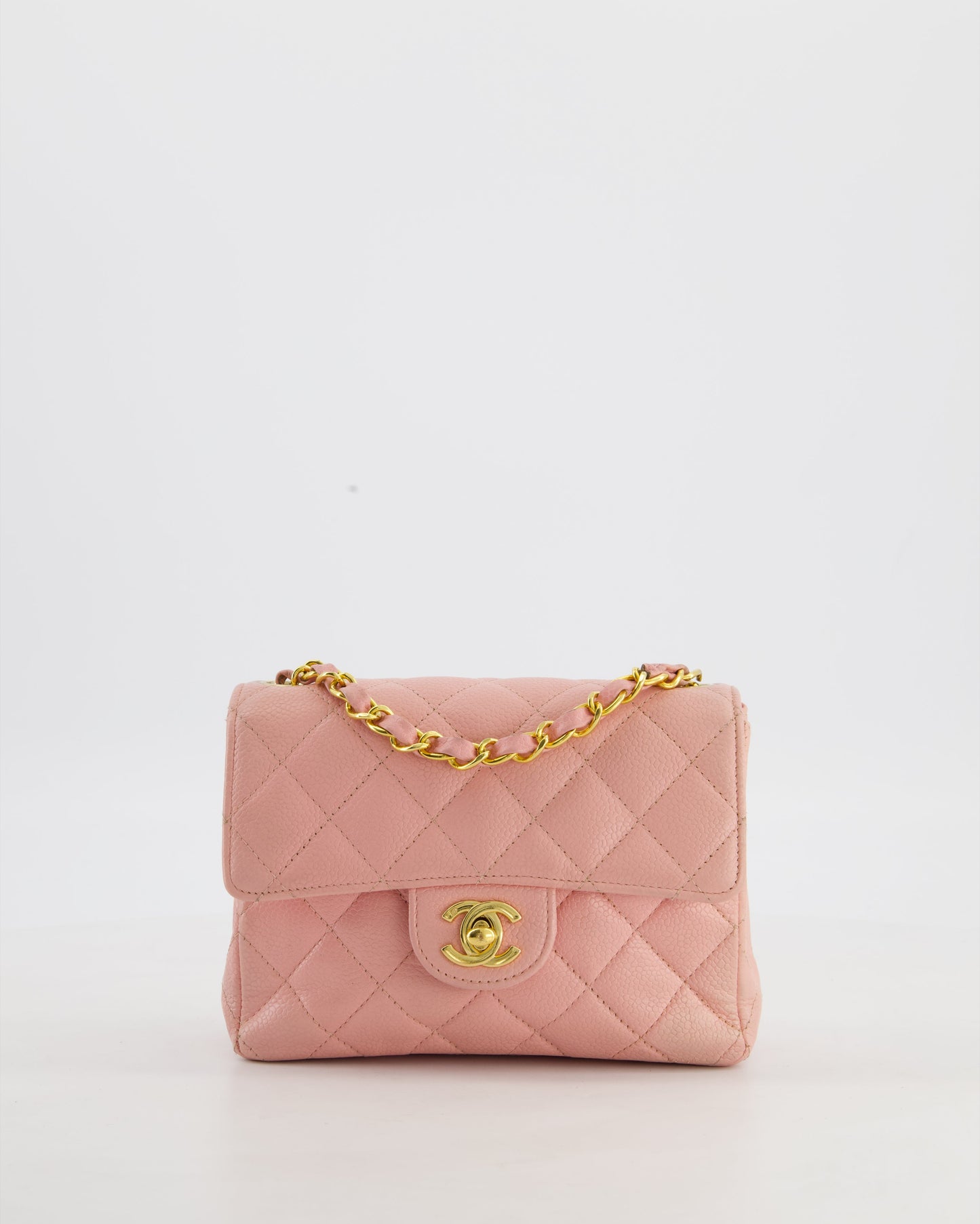 Chanel Pink Mini Square Bag in Caviar Leather with 24K Gold Hardware