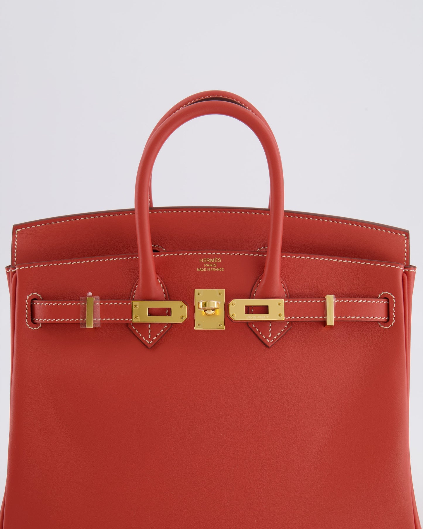 Hermès Birkin 25 Retourne Bag in Sanguine Swift Leather with Gold Hardware