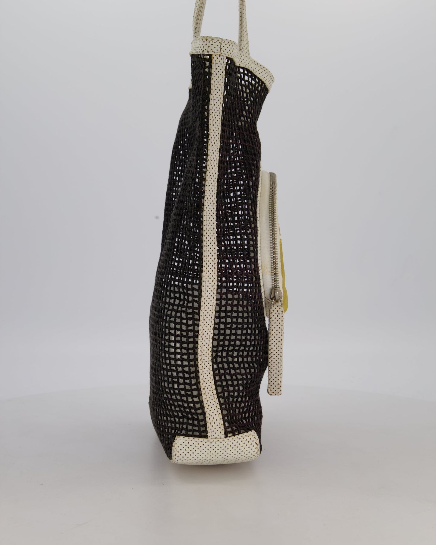Chanel Black 2004 Mesh Tennis Shopper Tote Bag with a Green Tennis Ball Pouch and CC Logo