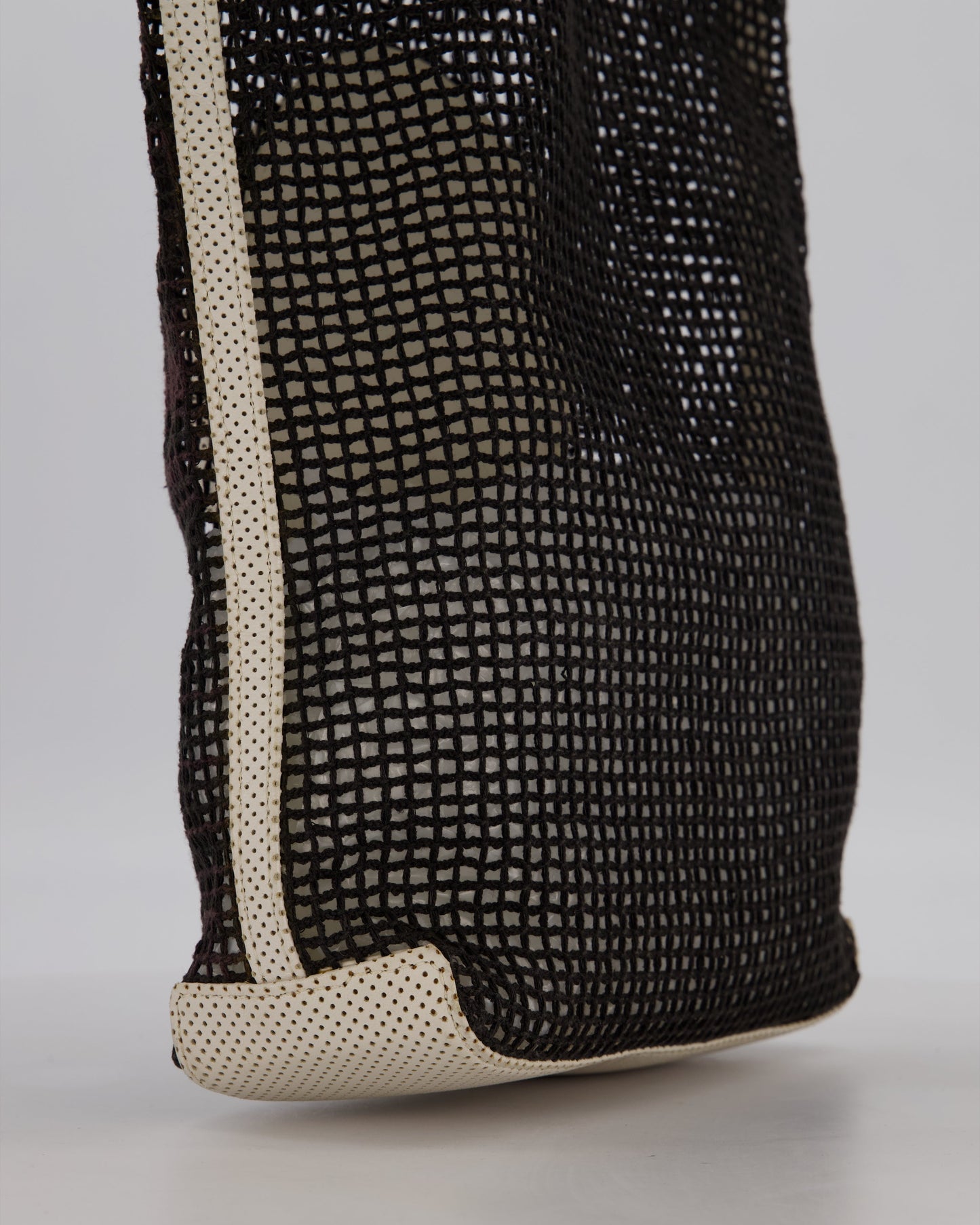 Chanel Black 2004 Mesh Tennis Shopper Tote Bag with a Green Tennis Ball Pouch and CC Logo