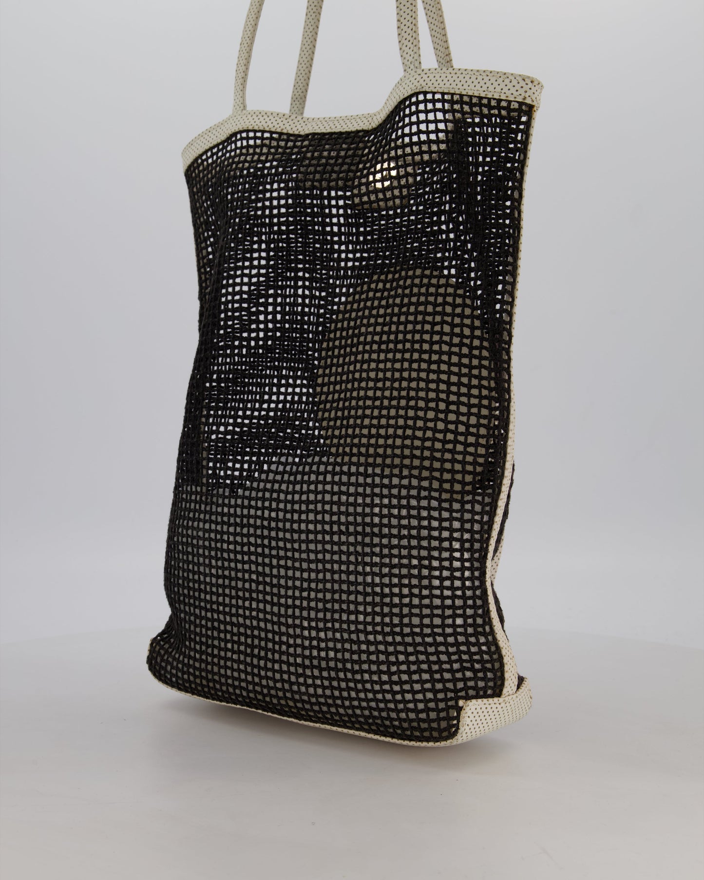 Chanel Black 2004 Mesh Tennis Shopper Tote Bag with a Green Tennis Ball Pouch and CC Logo