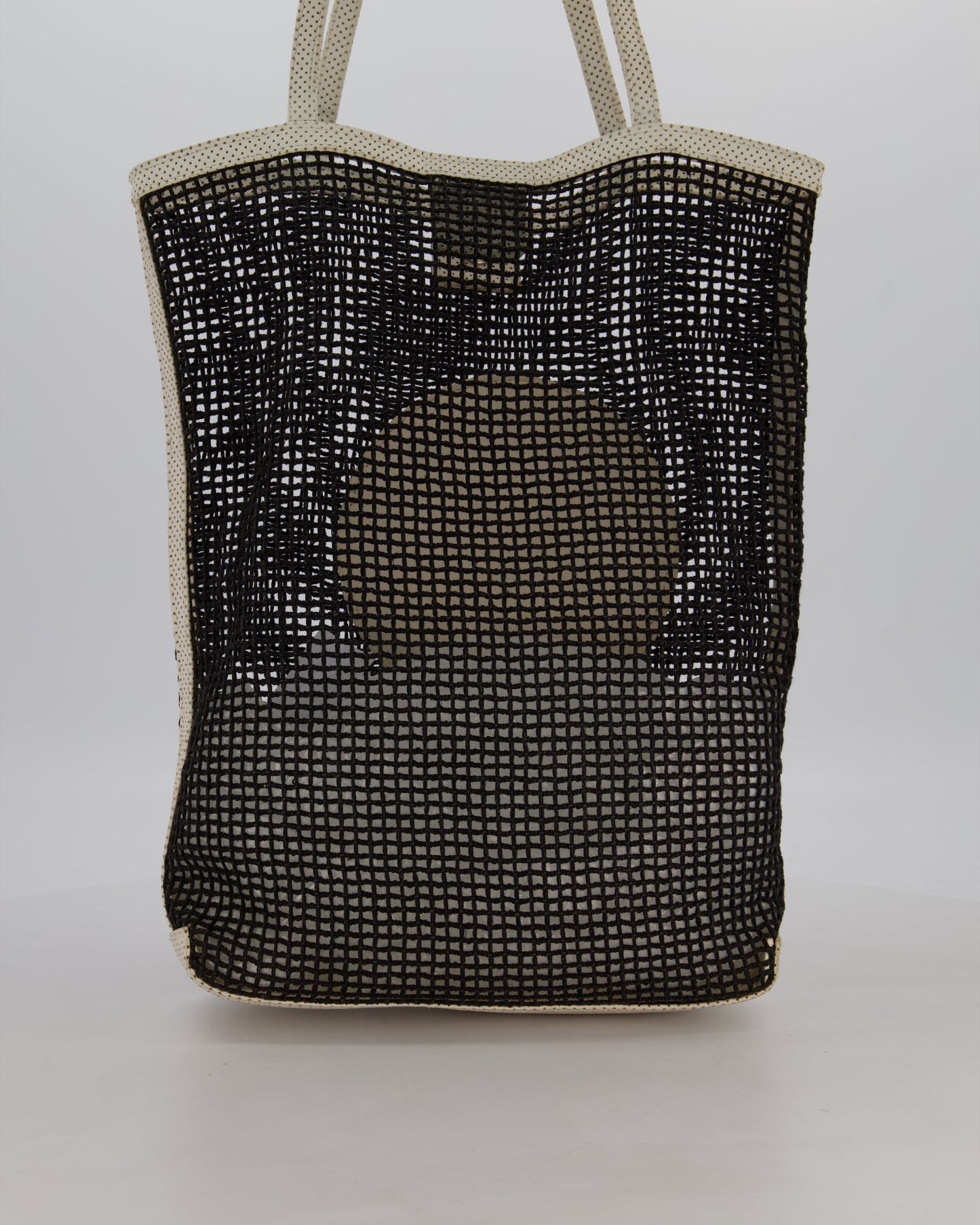 Chanel Black 2004 Mesh Tennis Shopper Tote Bag with a Green Tennis Ball Pouch and CC Logo