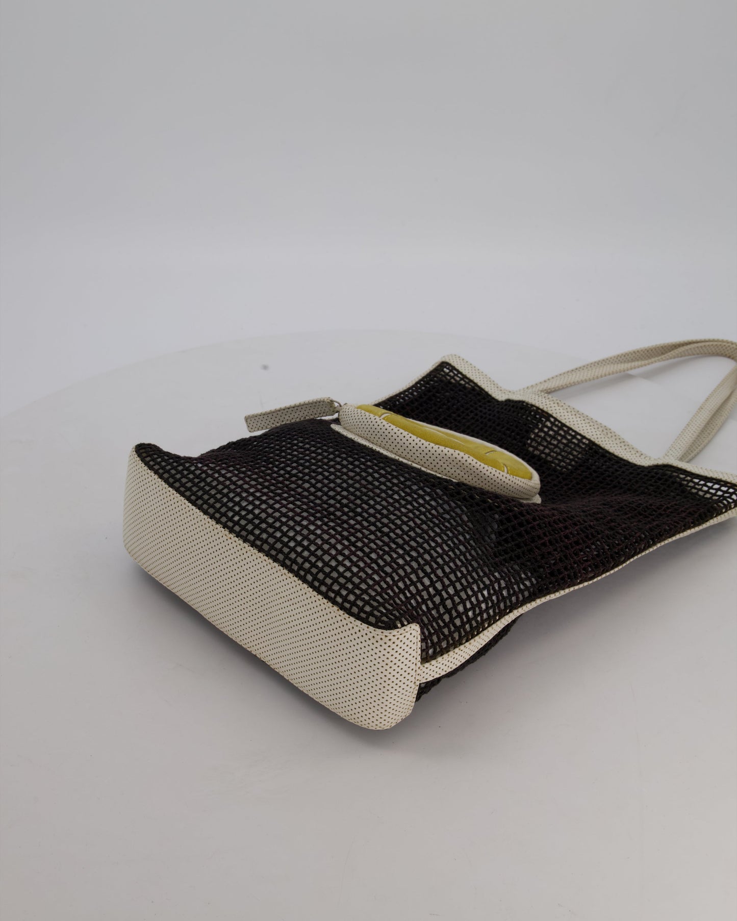 Chanel Black 2004 Mesh Tennis Shopper Tote Bag with a Green Tennis Ball Pouch and CC Logo