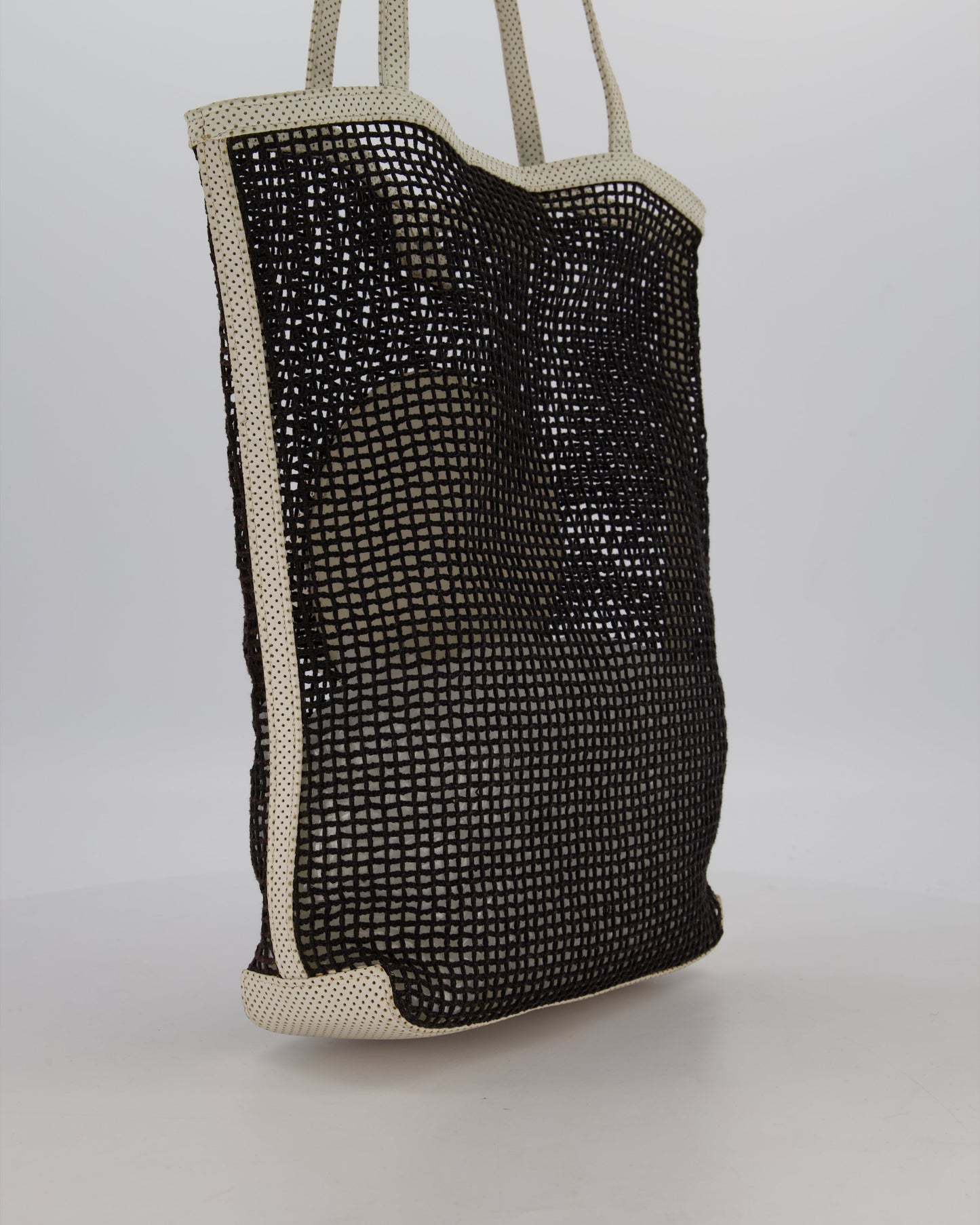 Chanel Black 2004 Mesh Tennis Shopper Tote Bag with a Green Tennis Ball Pouch and CC Logo