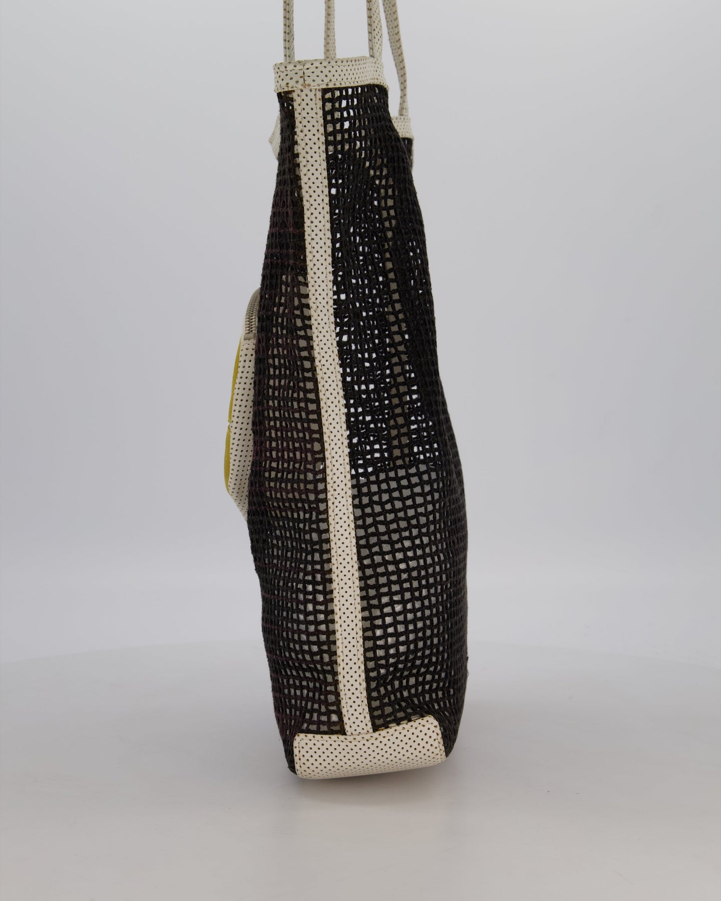 Chanel Black 2004 Mesh Tennis Shopper Tote Bag with a Green Tennis Ball Pouch and CC Logo