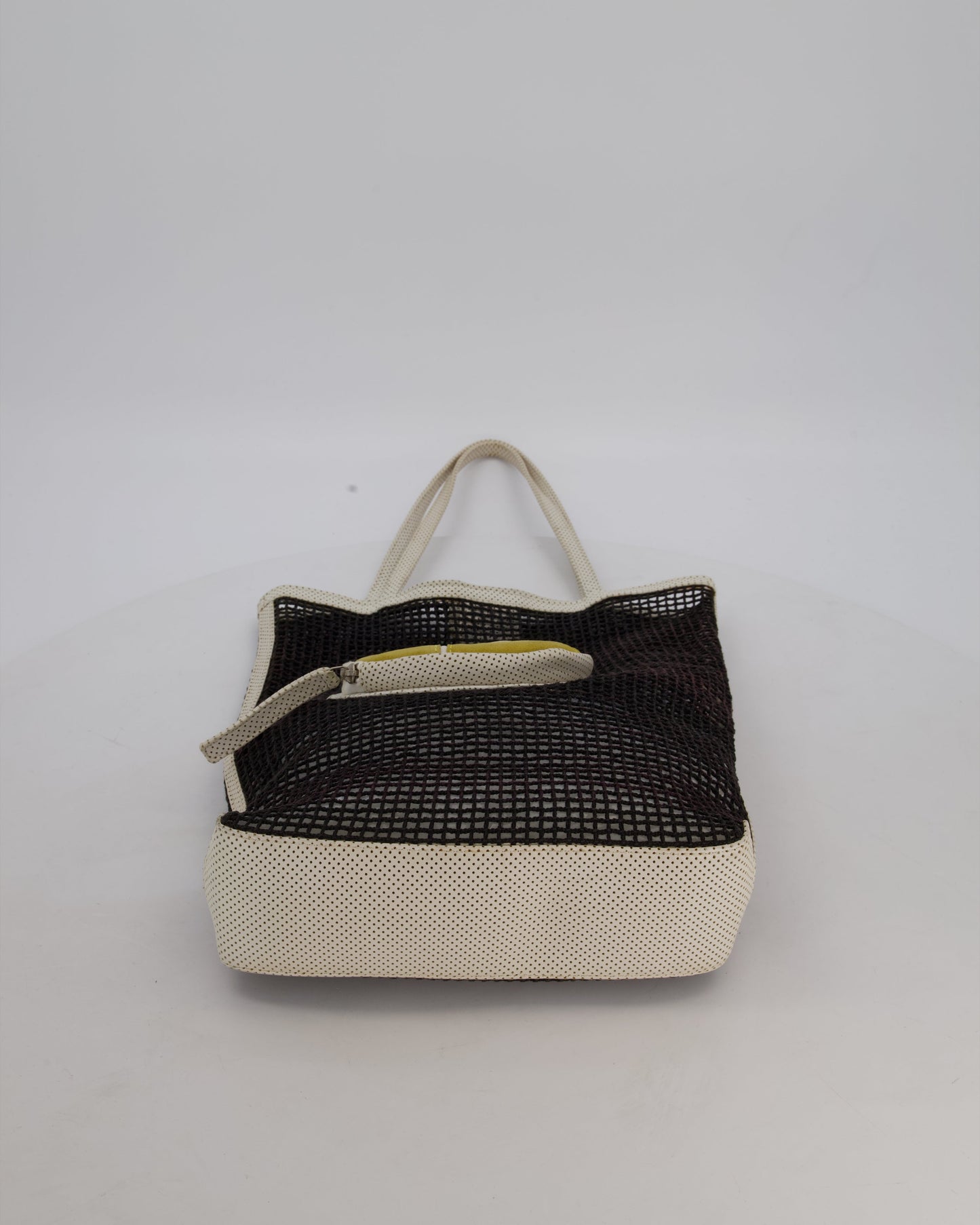 Chanel Black 2004 Mesh Tennis Shopper Tote Bag with a Green Tennis Ball Pouch and CC Logo