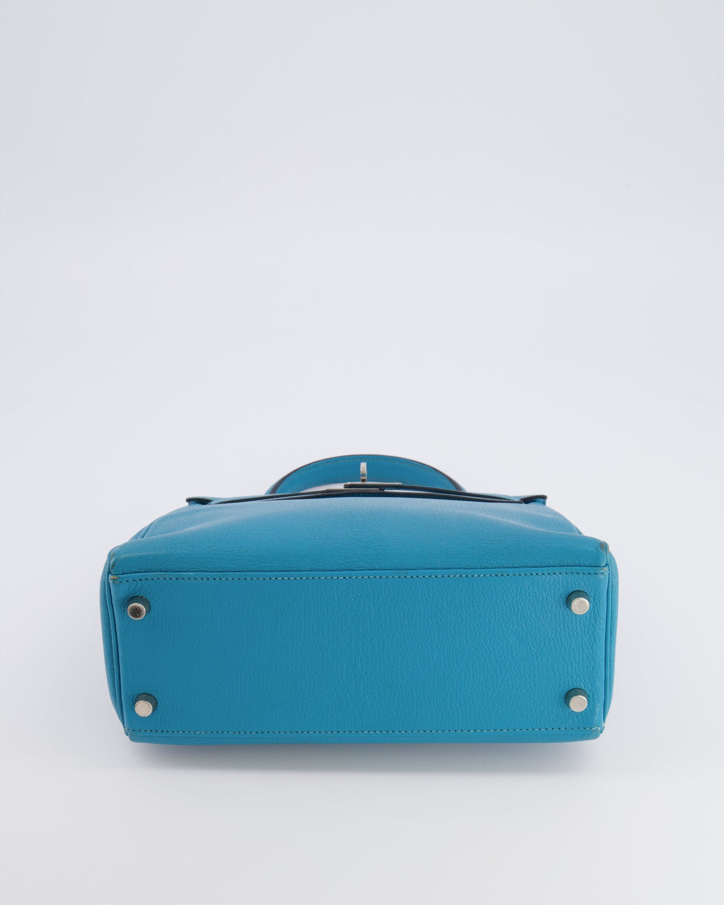 Hermès Kelly 25 Retourne Bag in Bleu Paon Evercolor Leather with Palladium Hardware
