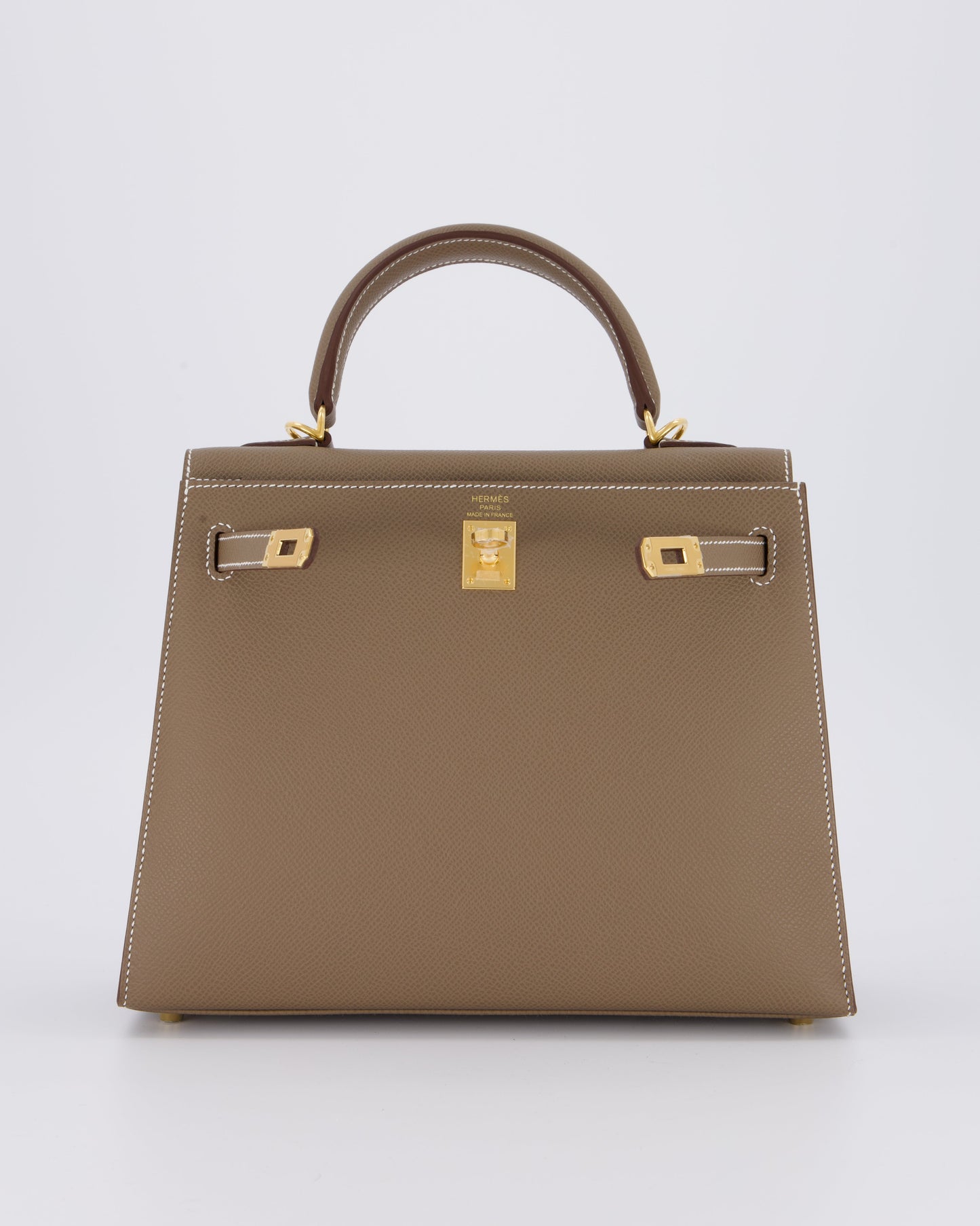 *HOLY GRAIL* Hermès Kelly 25 Sellier Bag in Etoupe Epsom Leather and Gold Hardware