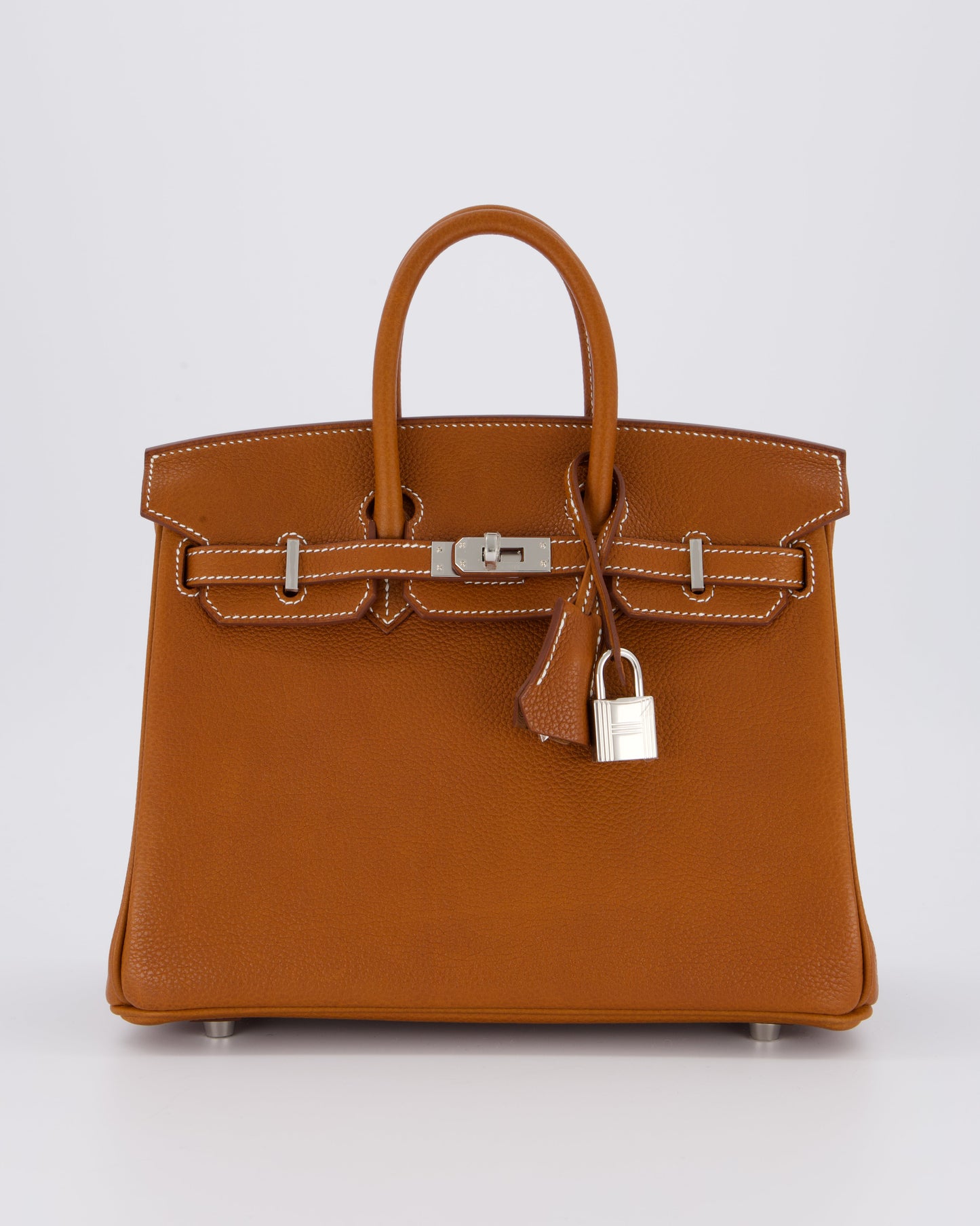 *NEW STAMP* Hermès Birkin 25 Retourne Bag in Fauve Barenia Faubourg Leather and Palladium Hardware