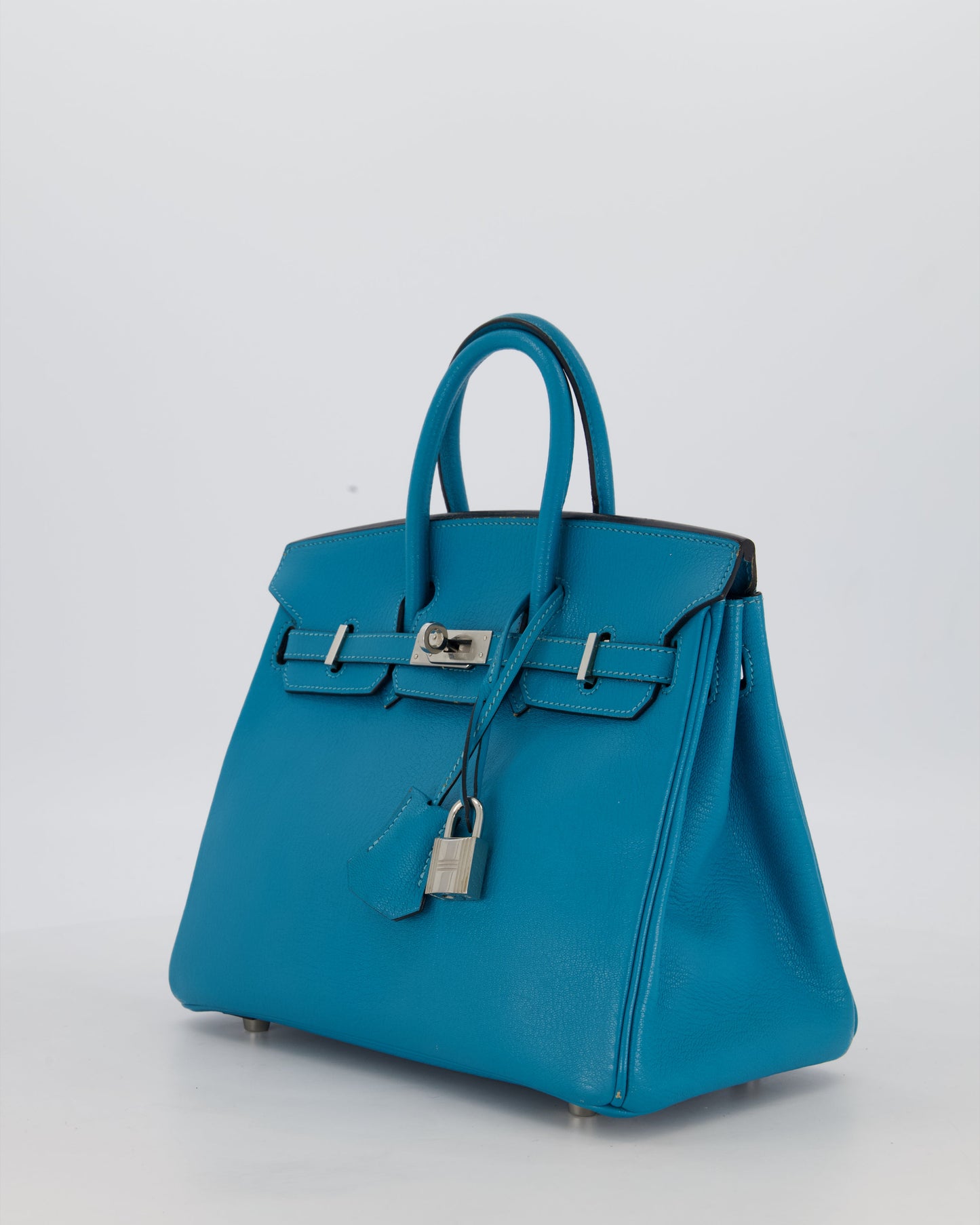 Hermès Birkin 25 Retourne Bag in Bleu Saint Cyr Chèvre Mysore Leather with Palladium Hardware