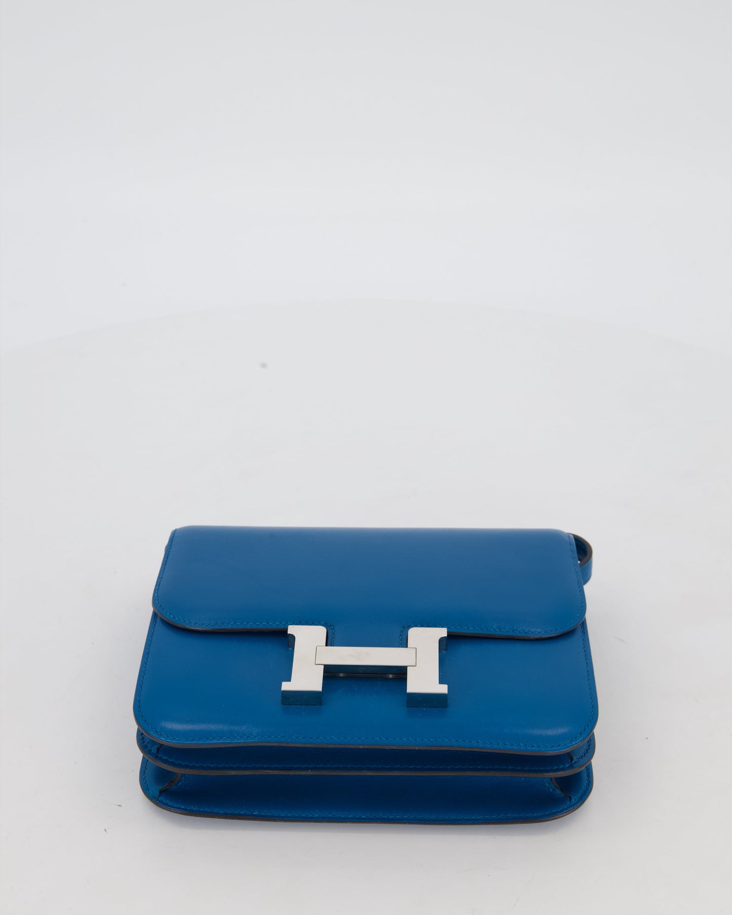 Hermès Mini Constance III 18 Bag in Bleu Izmir Tadelakt Leather with Palladium Hardware