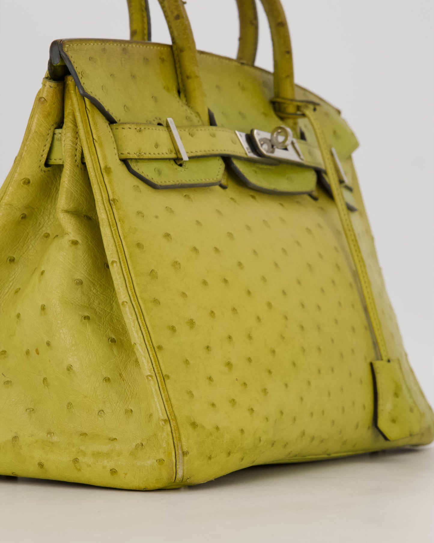 Hermès Birkin 30 Retourne Bag in Vert Anis Ostrich Leather with Palladium Hardware