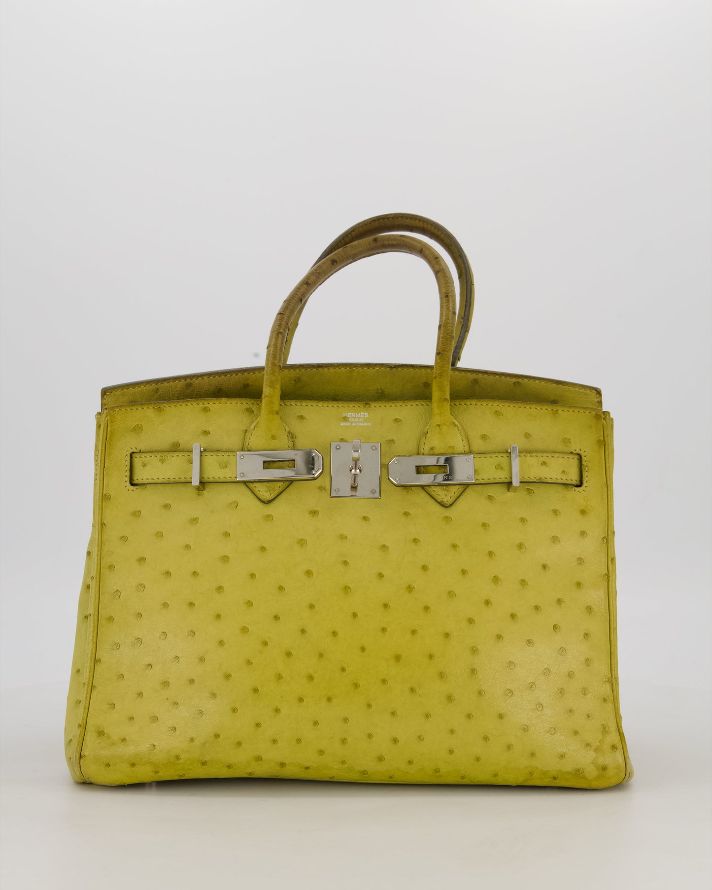 Hermès Birkin 30 Retourne Bag in Vert Anis Ostrich Leather with Palladium Hardware