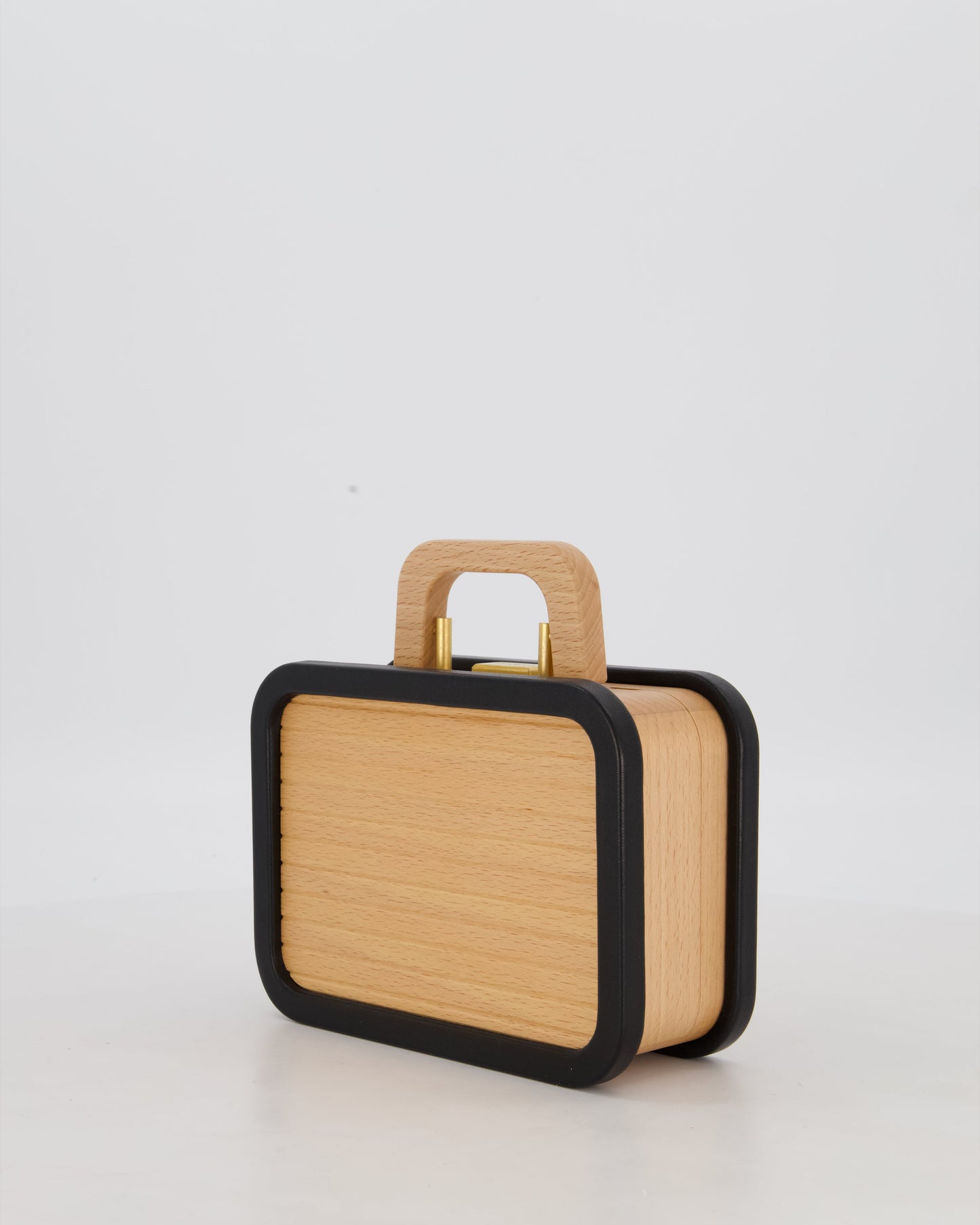 Chanel Brown Wooden Vanity Case Bag with Black CC Leather Chain Logo