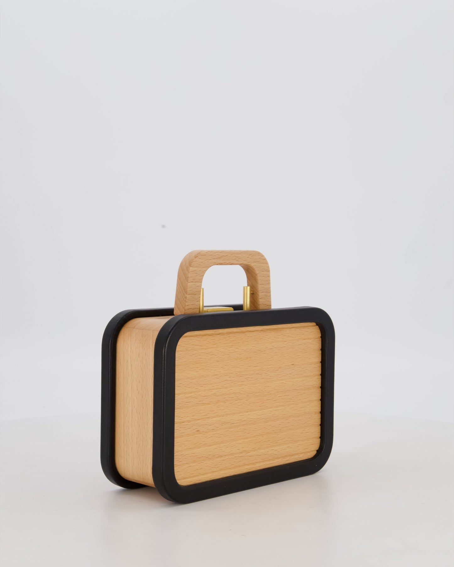 Chanel Brown Wooden Vanity Case Bag with Black CC Leather Chain Logo