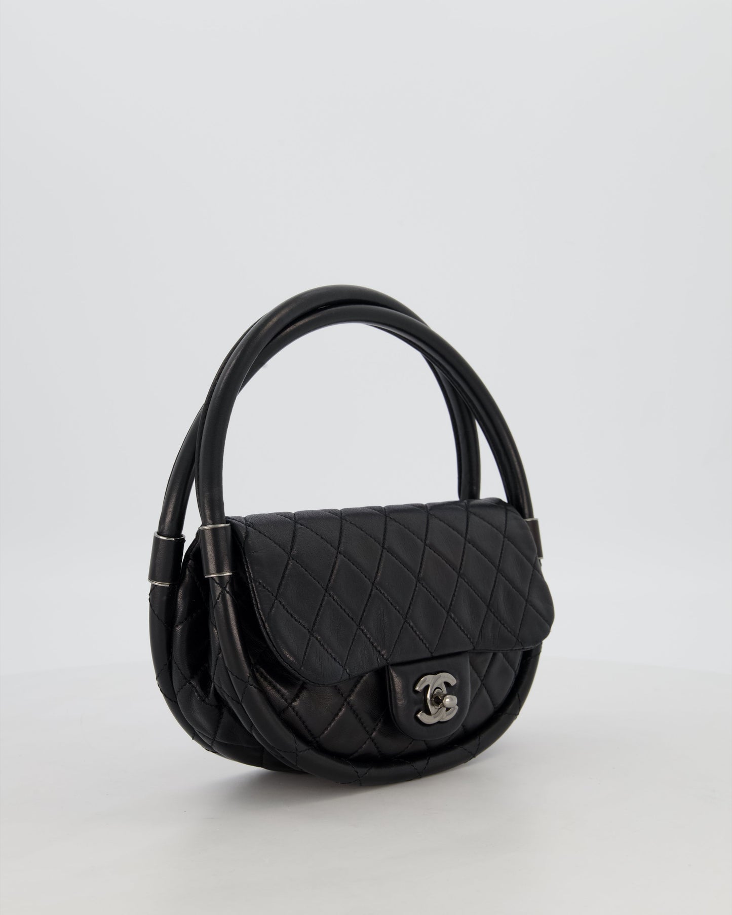 Chanel Black Hula Hoop Bag in Lambskin with Silver Hardware