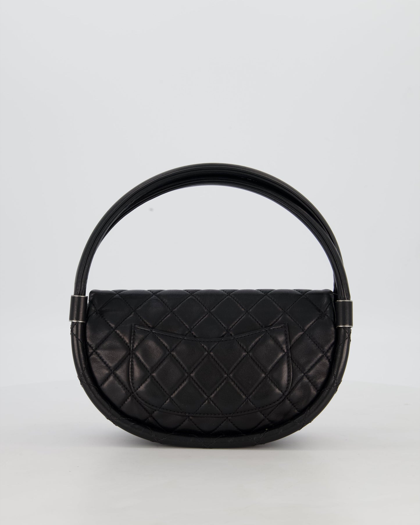 Chanel Black Hula Hoop Bag in Lambskin with Silver Hardware