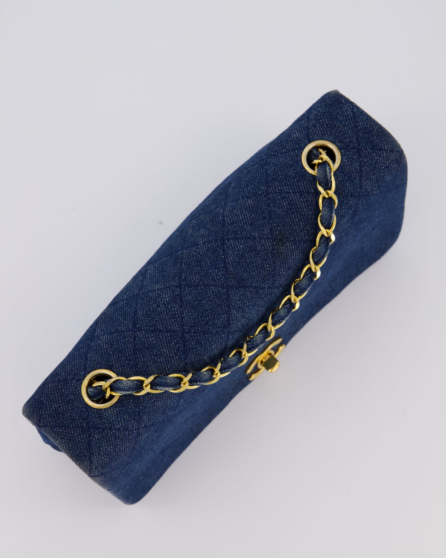 Chanel Single Chain Flap Bag in Quilted Denim with 24K Gold Hardware
