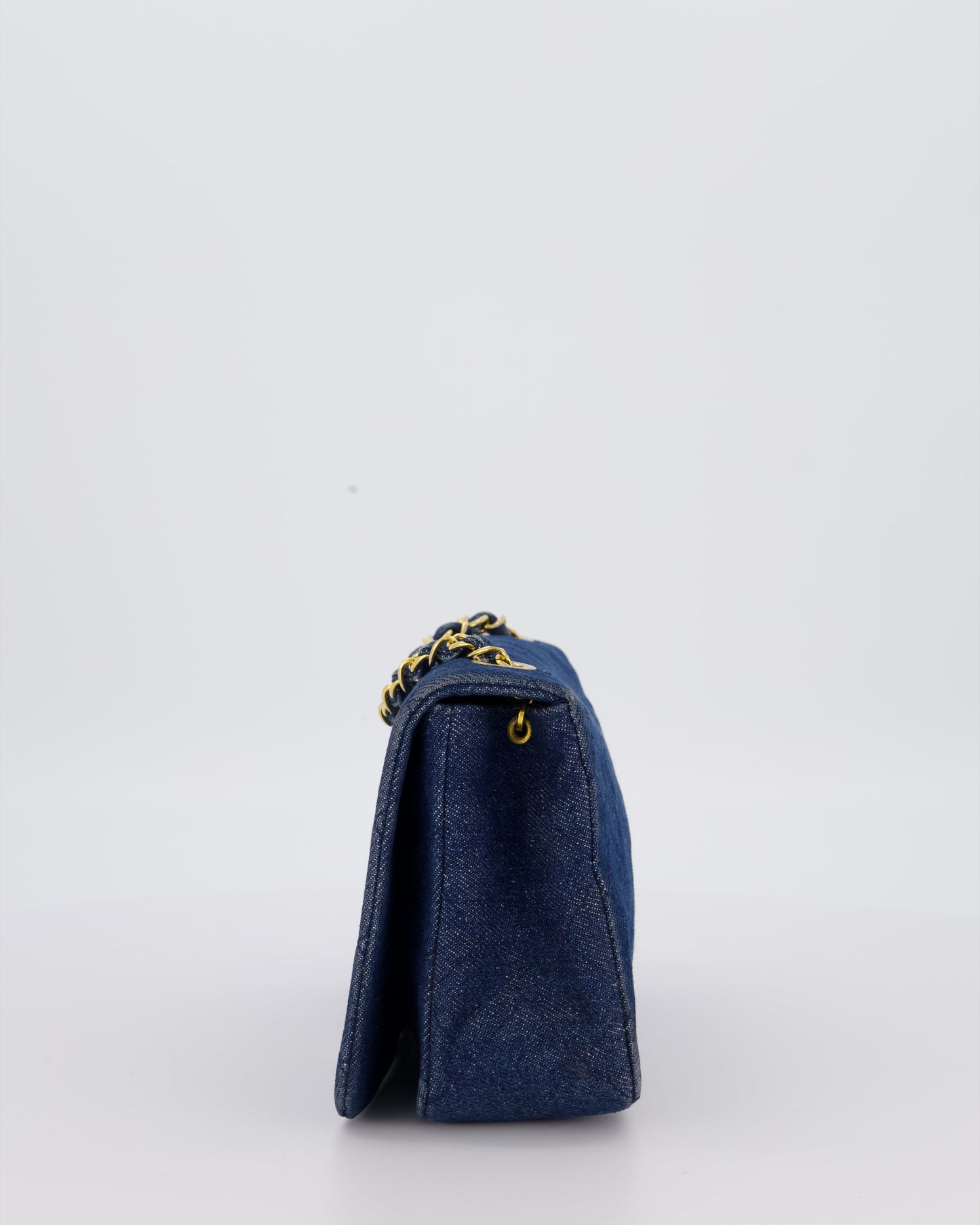 Chanel Single Chain Flap Bag in Quilted Denim with 24K Gold Hardware