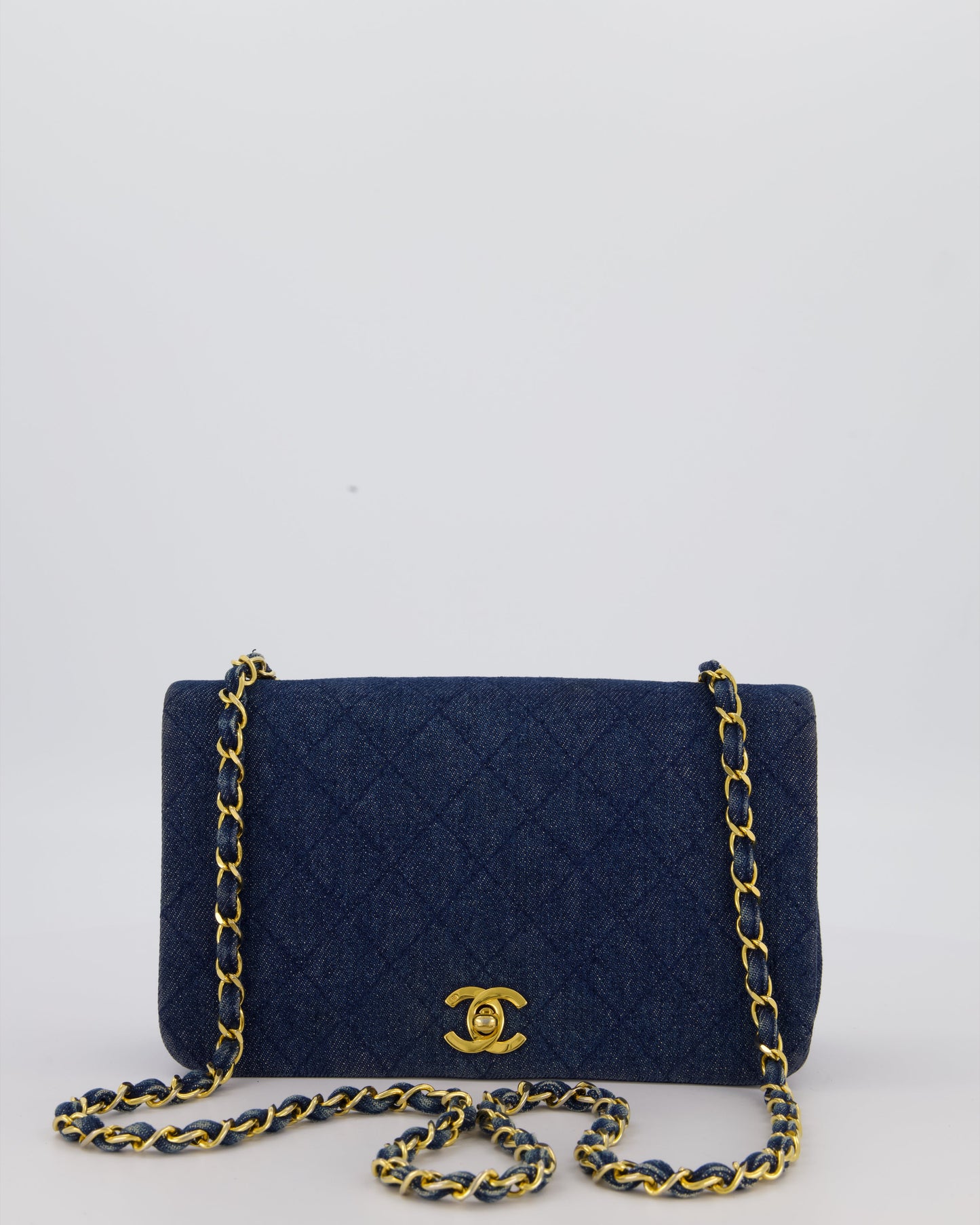 Chanel Single Chain Flap Bag in Quilted Denim with 24K Gold Hardware