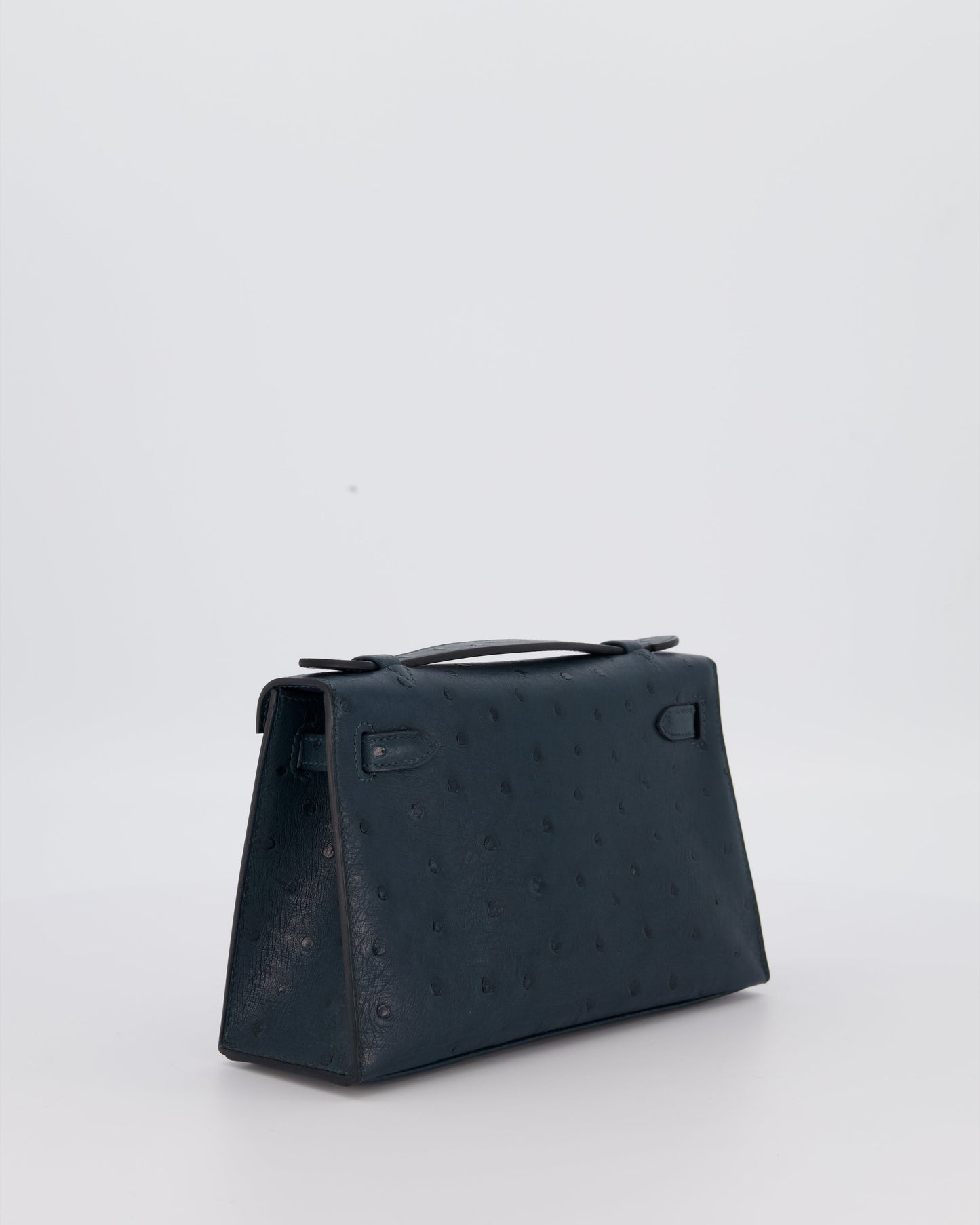 *SUPER RARE* Hermès Mini Kelly Pochette Bag in Vert Cypres Ostrich Leather with Palladium Hardware