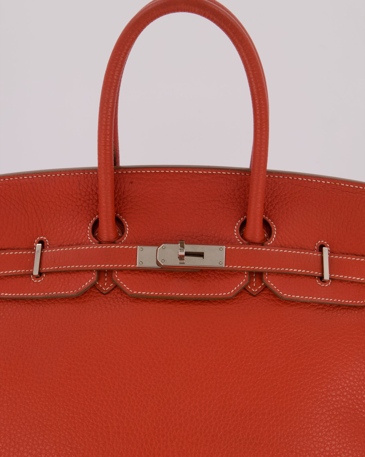Hermès Birkin 35 Bag in Sanguine and Blanc Clemence Leather with Palladium Hardware