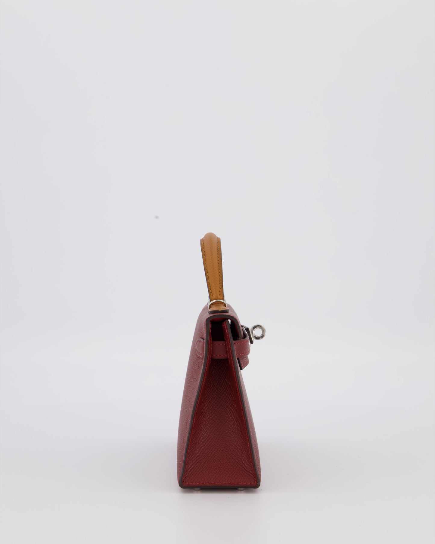 *SUPER RARE* Hermès Mini Kelly II Tricolour 20 Bag In Rouge H, Gold, and Bai Brun Epsom Leather with Palladium Hardware