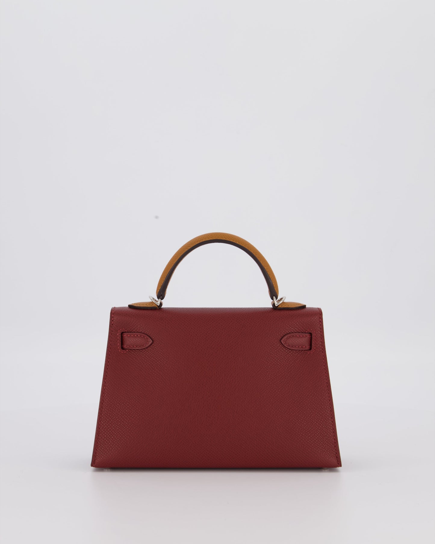 *SUPER RARE* Hermès Mini Kelly II Tricolour 20 Bag In Rouge H, Gold, and Bai Brun Epsom Leather with Palladium Hardware