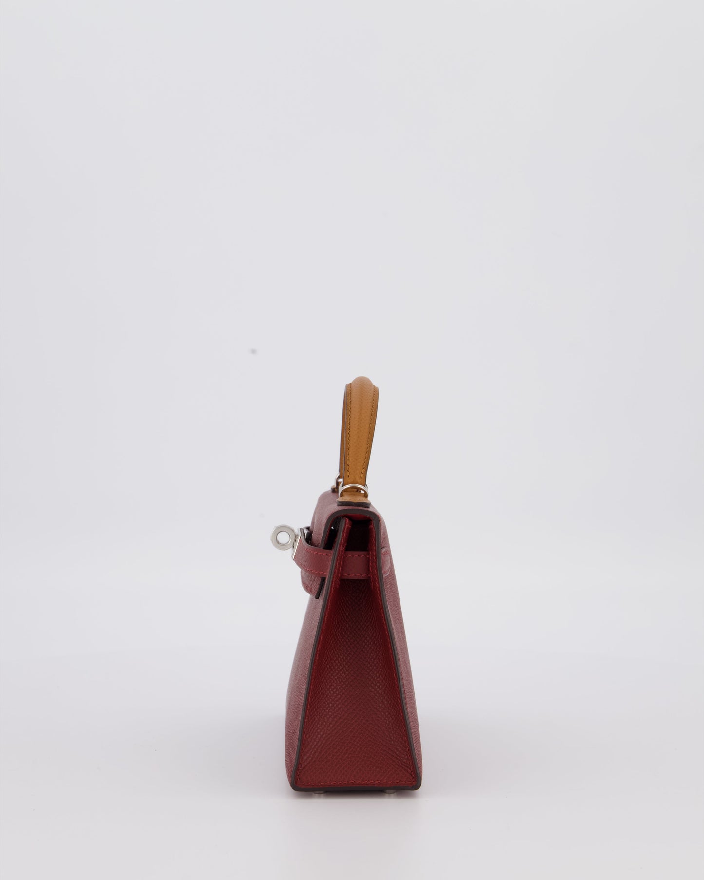 *SUPER RARE* Hermès Mini Kelly II Tricolour 20 Bag In Rouge H, Gold, and Bai Brun Epsom Leather with Palladium Hardware