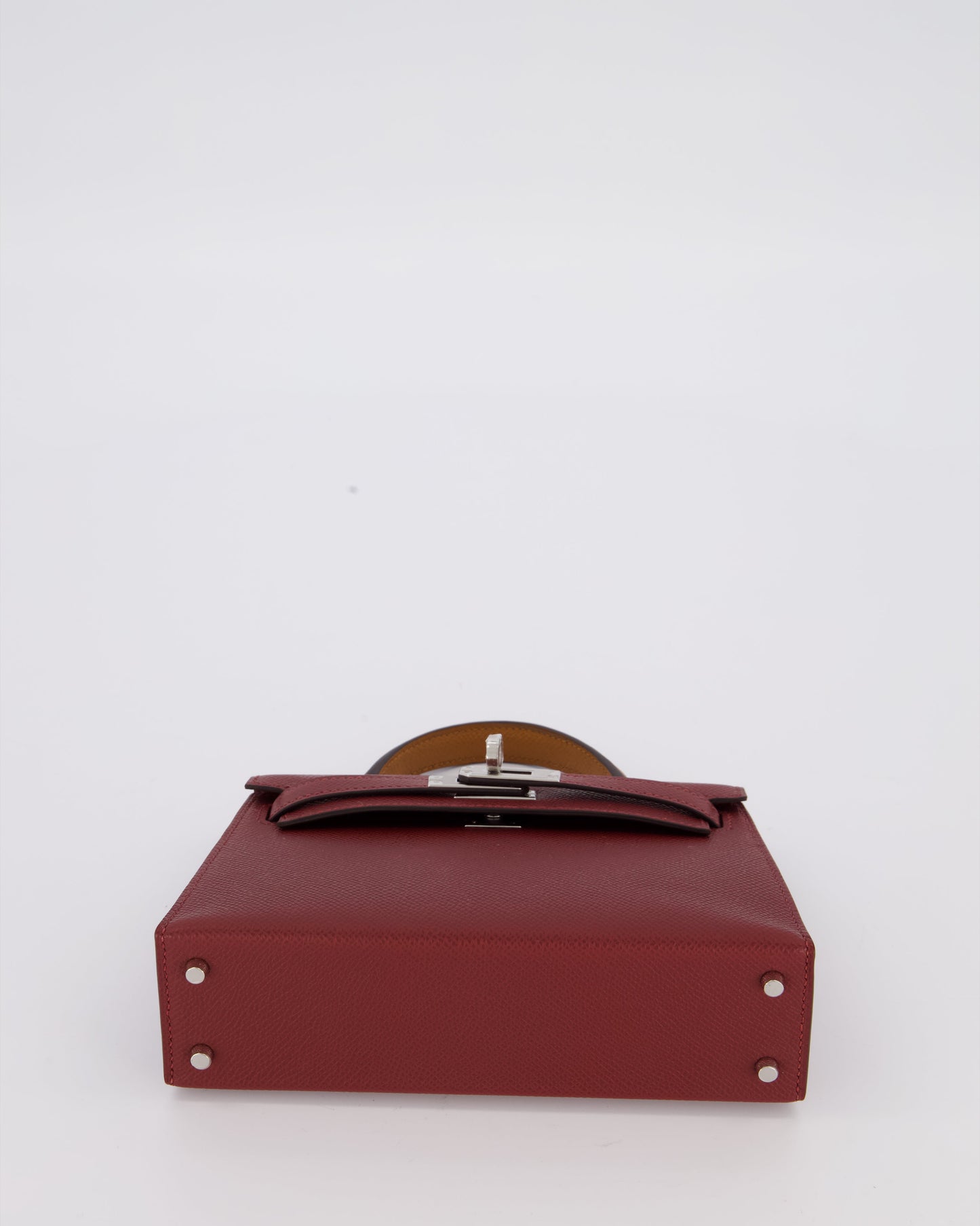 *SUPER RARE* Hermès Mini Kelly II Tricolour 20 Bag In Rouge H, Gold, and Bai Brun Epsom Leather with Palladium Hardware