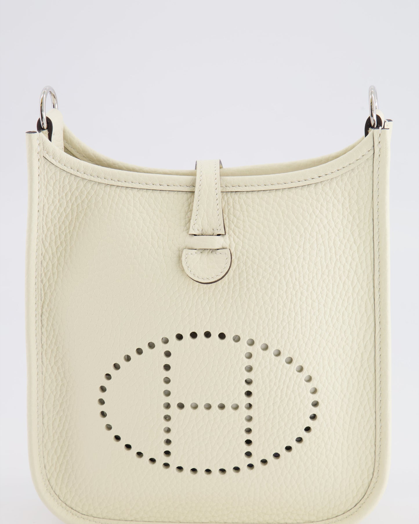 Hermès Mini Evelyne Amazone Bag in Cream Clemence Leather with Palladium Hardware