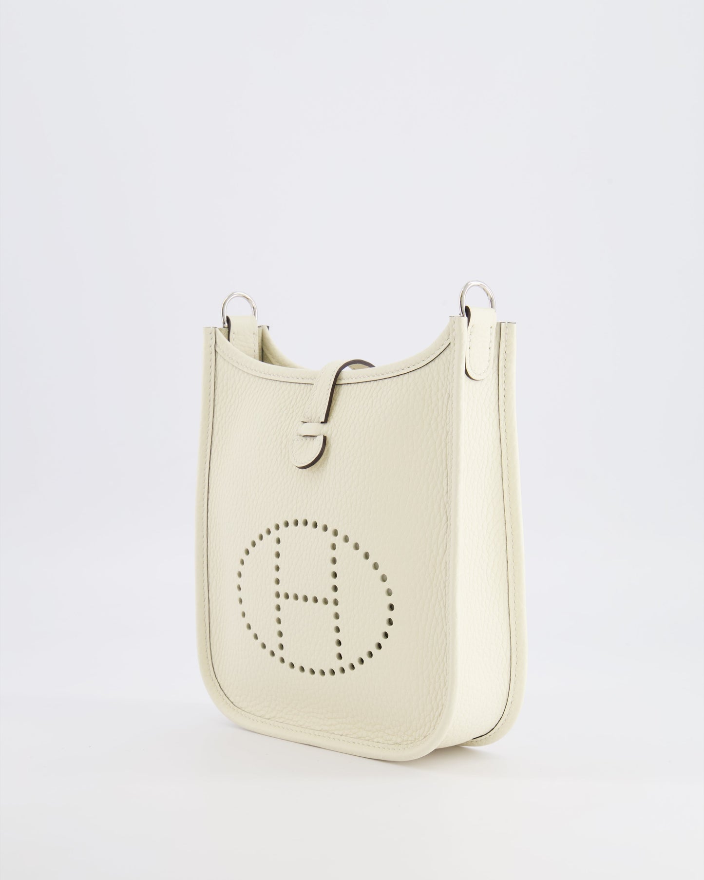 Hermès Mini Evelyne Amazone Bag in Cream Clemence Leather with Palladium Hardware