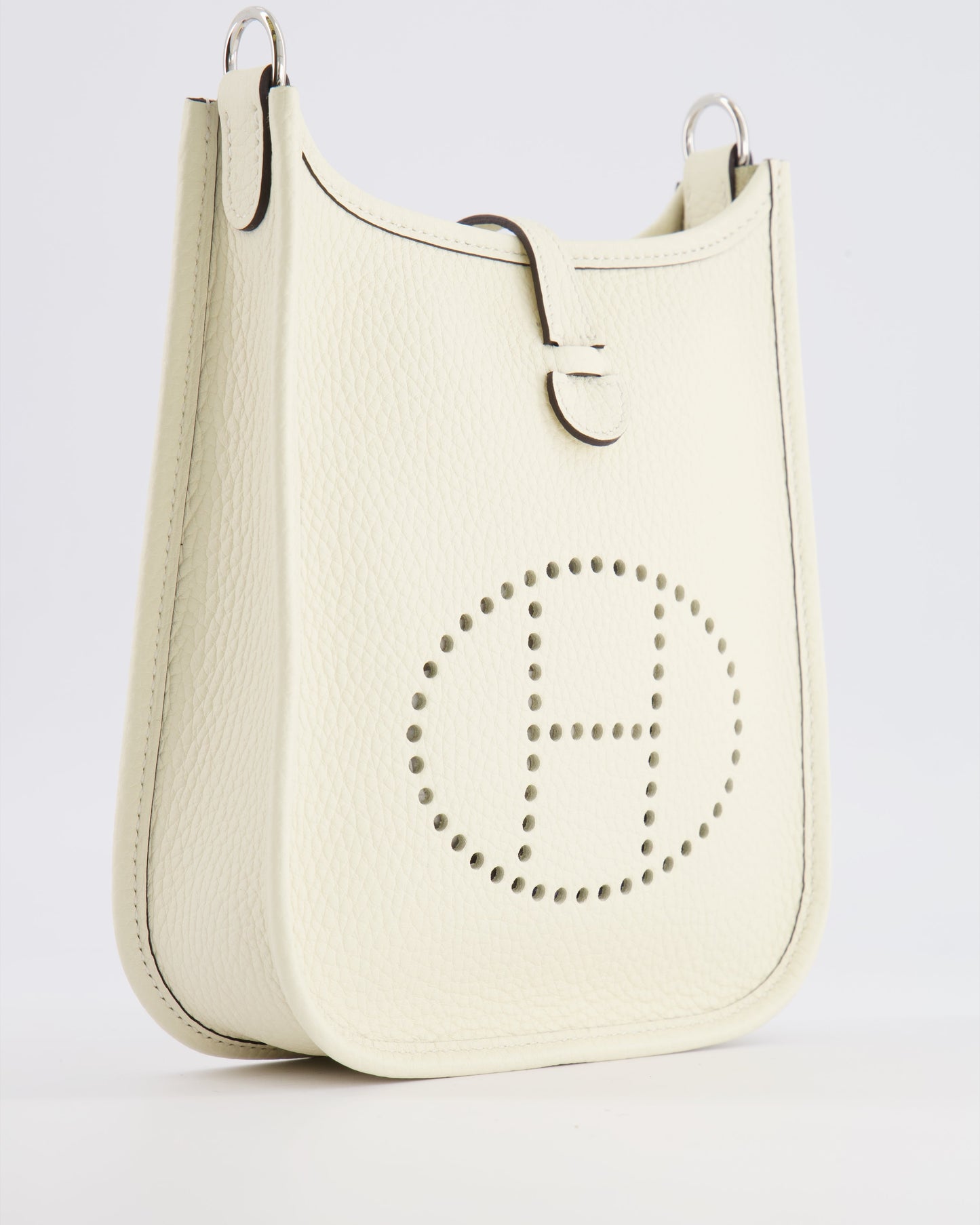 Hermès Mini Evelyne Amazone Bag in Cream Clemence Leather with Palladium Hardware