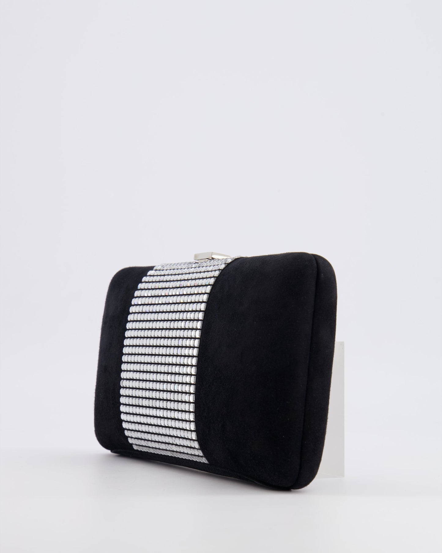 Chanel 2015 Paris-Dubai Black Suede Strass Crystal Clutch Bag with Crystal Embellished CC Logo